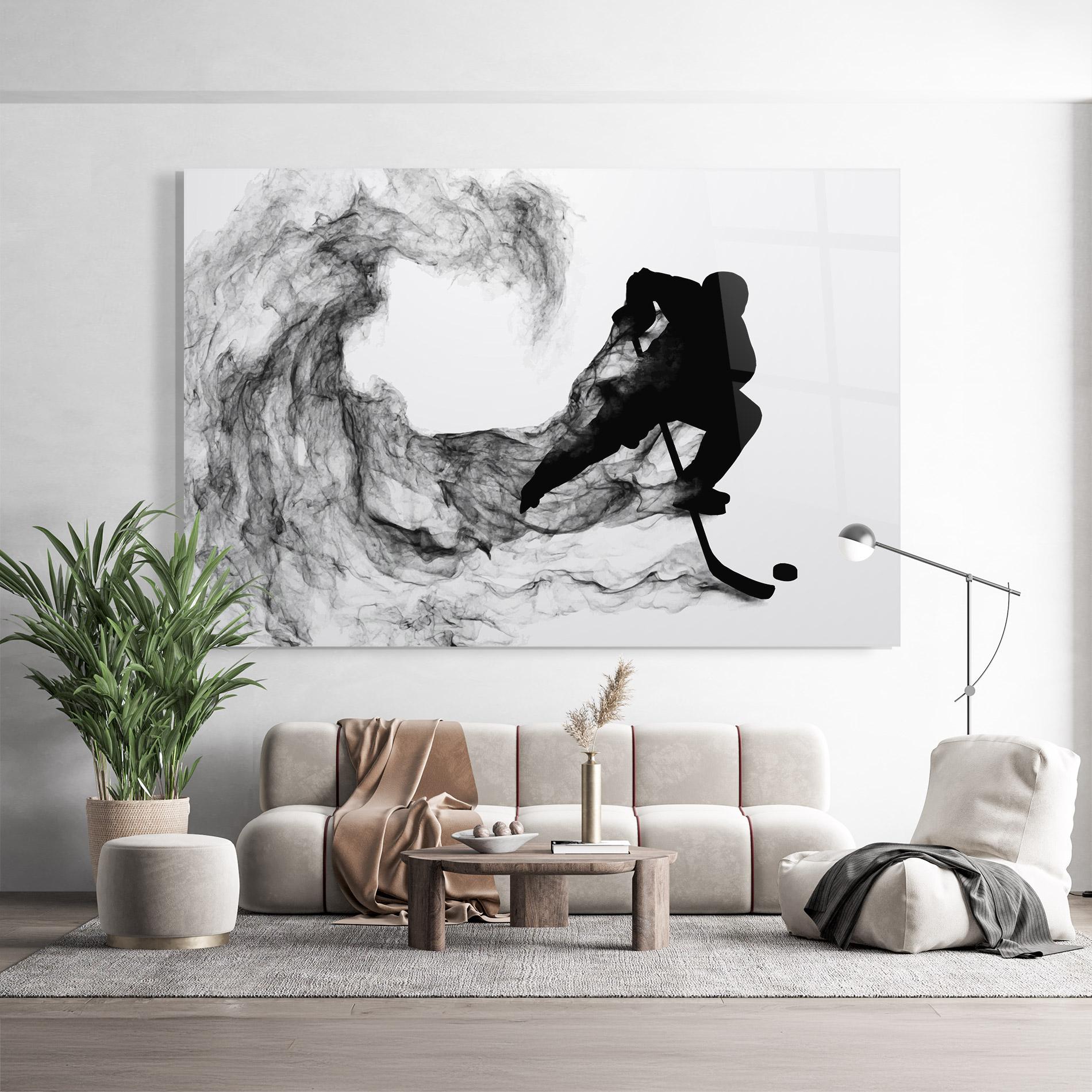 Glasbild Black Smoke Hockey mockup 9
