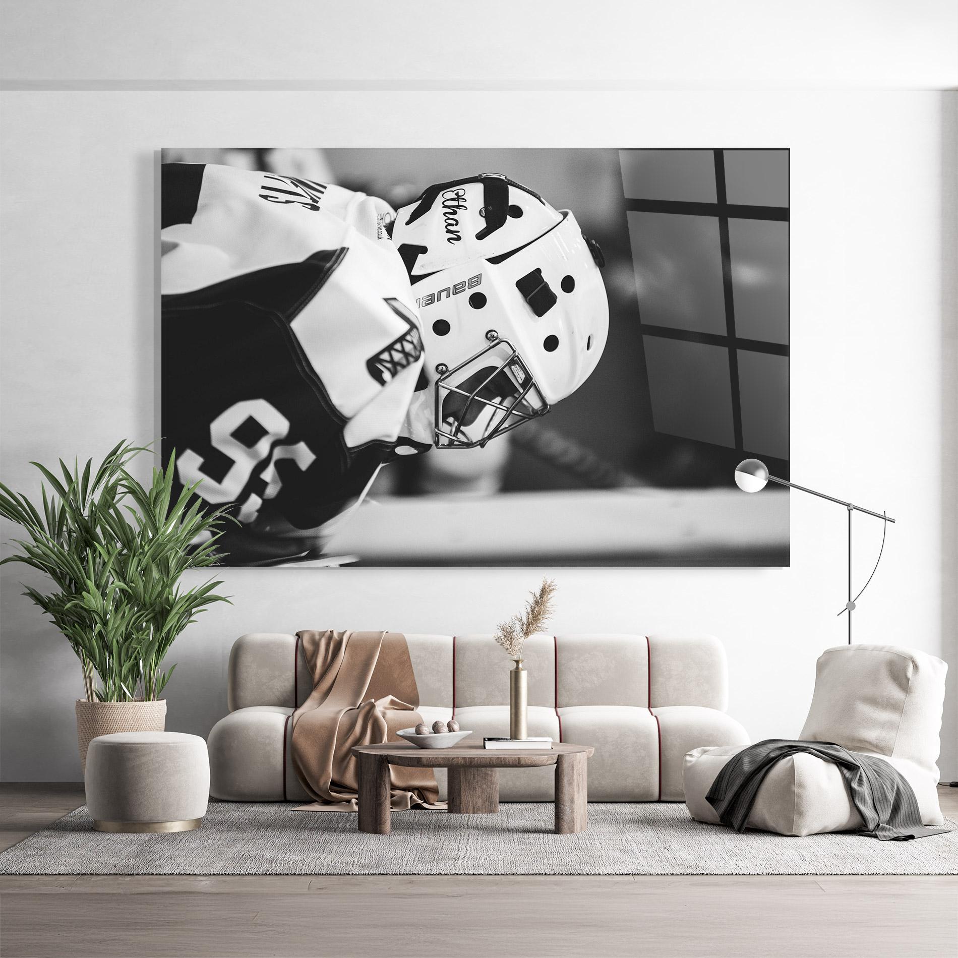 Glasbild Black White Hockey mockup 9
