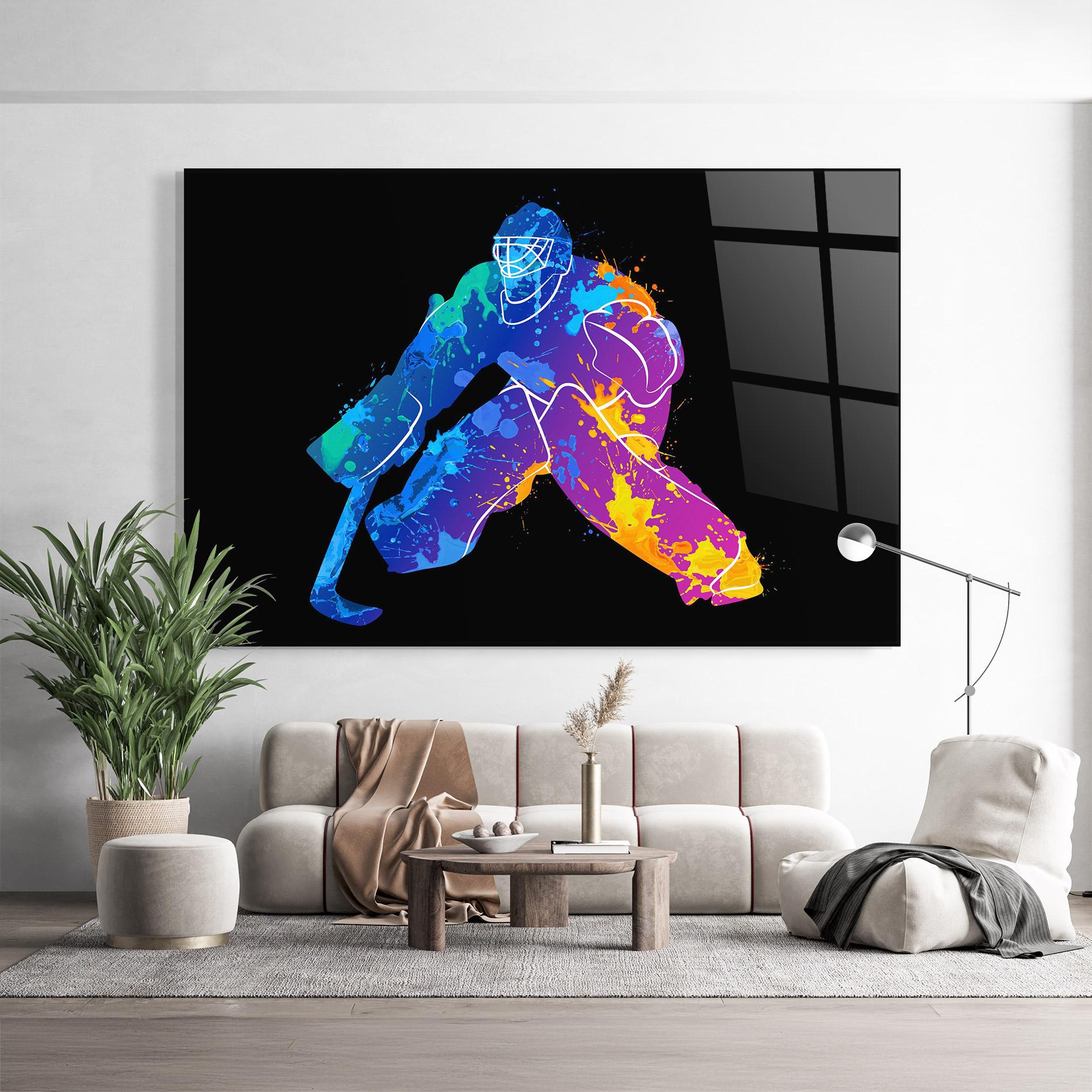 Glasbild Blue Purple Hockey mockup 9
