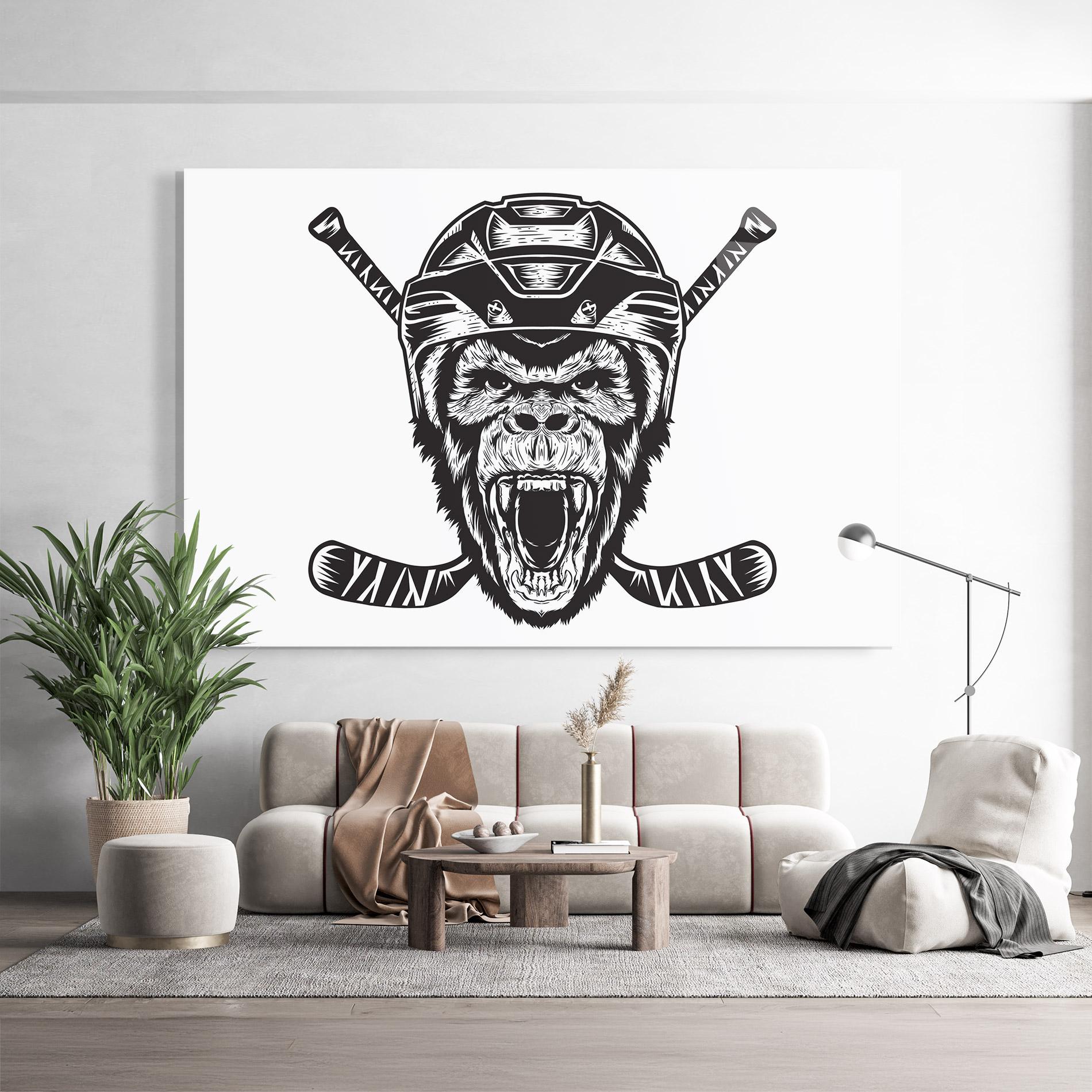 Glasbild Monkey Hockey mockup 9