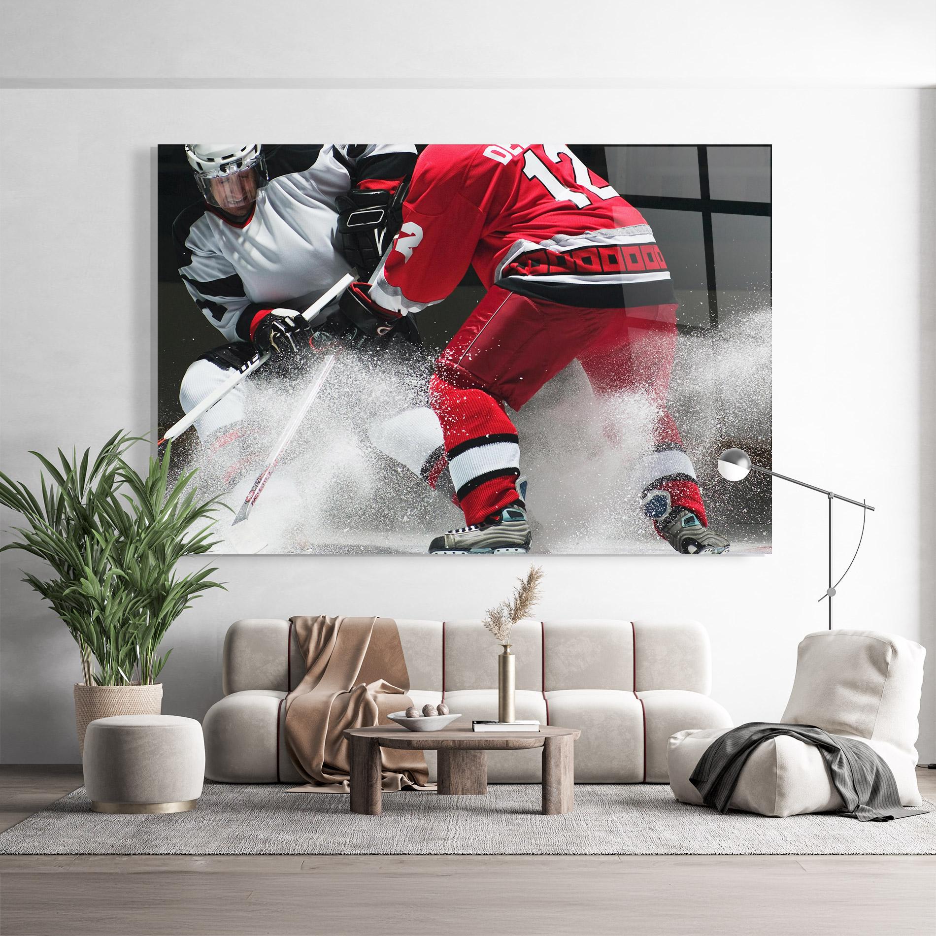 Glasbild Red Hokey Player mockup 9