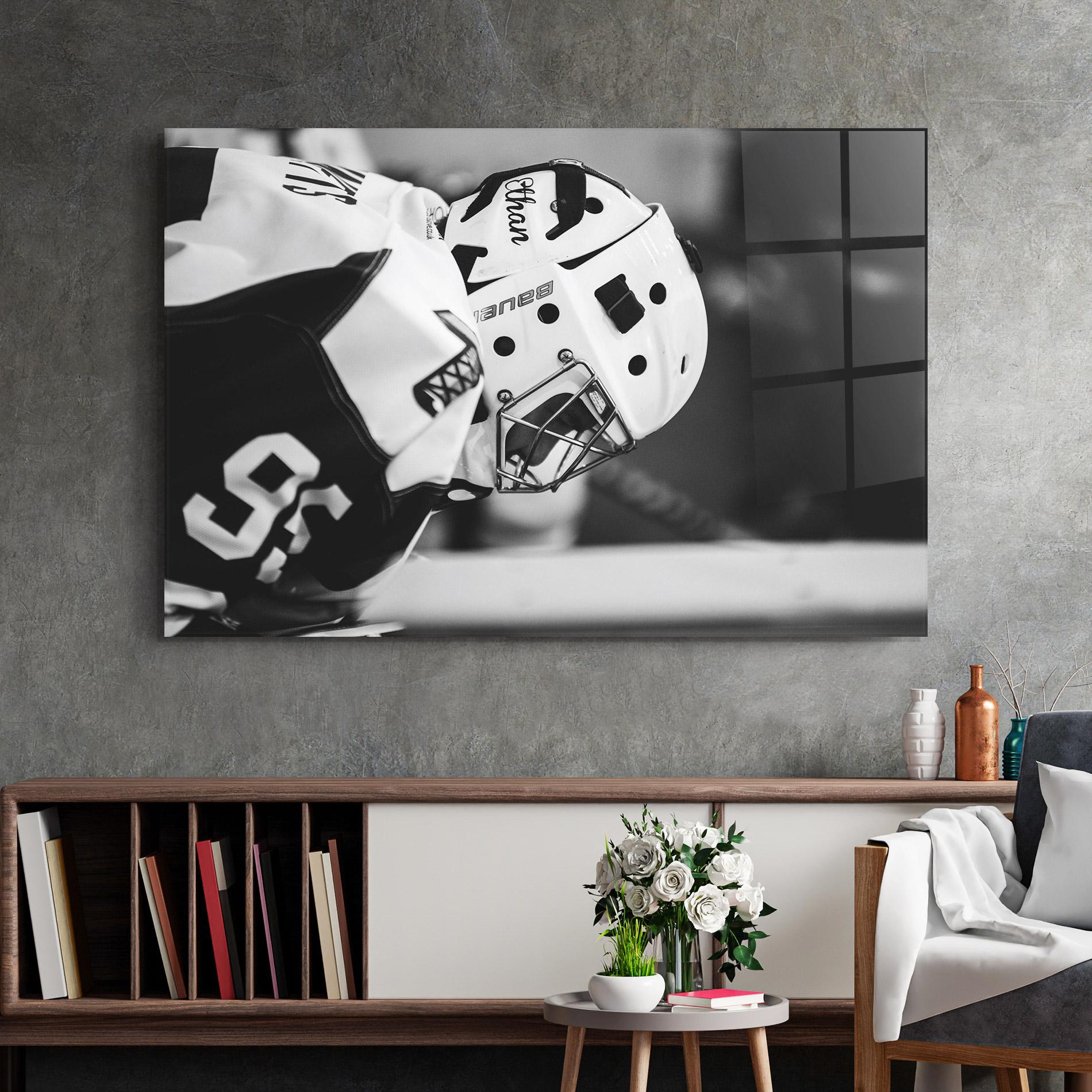 Glasbild Black White Hockey mockup 2