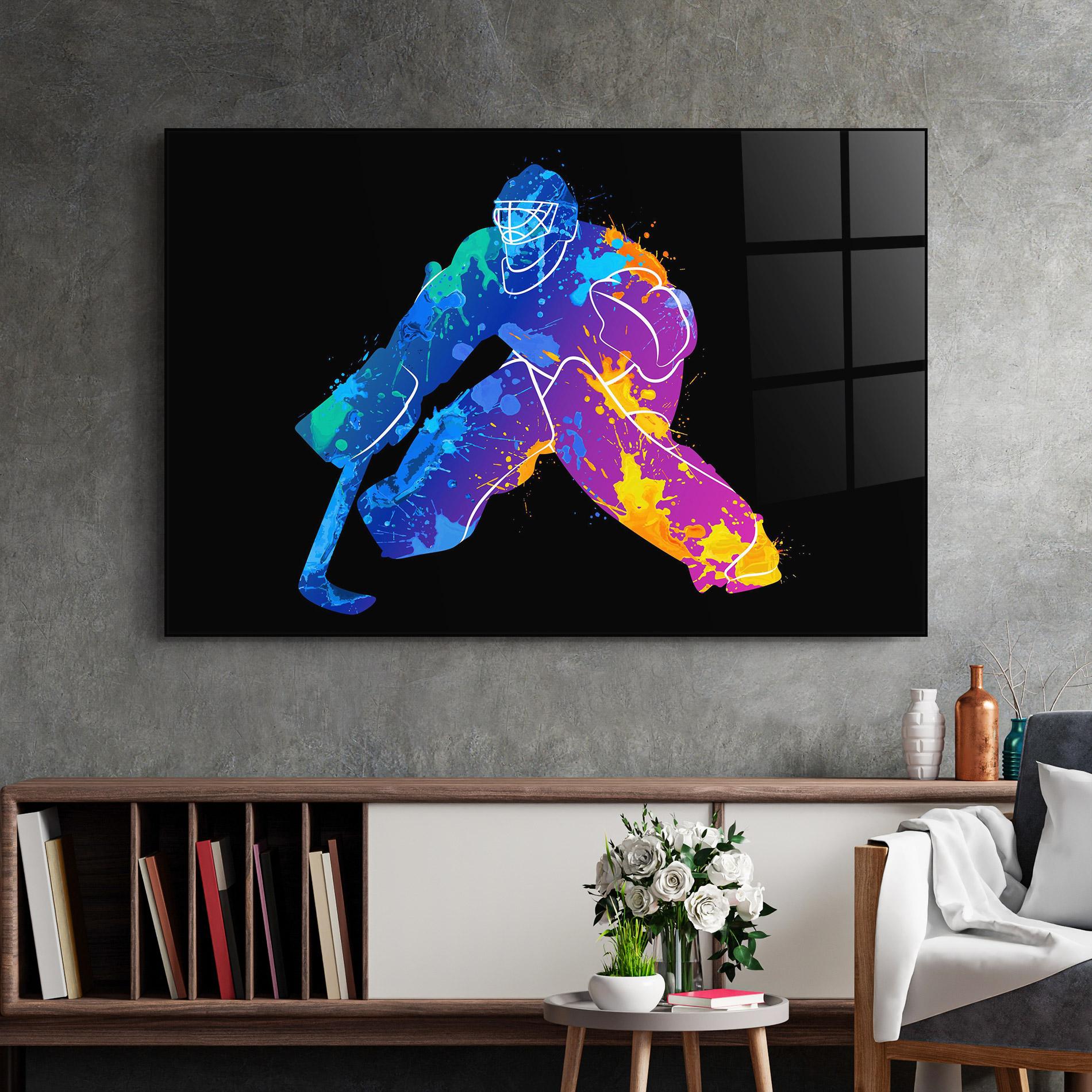 Glasbild Blue Purple Hockey mockup 2
