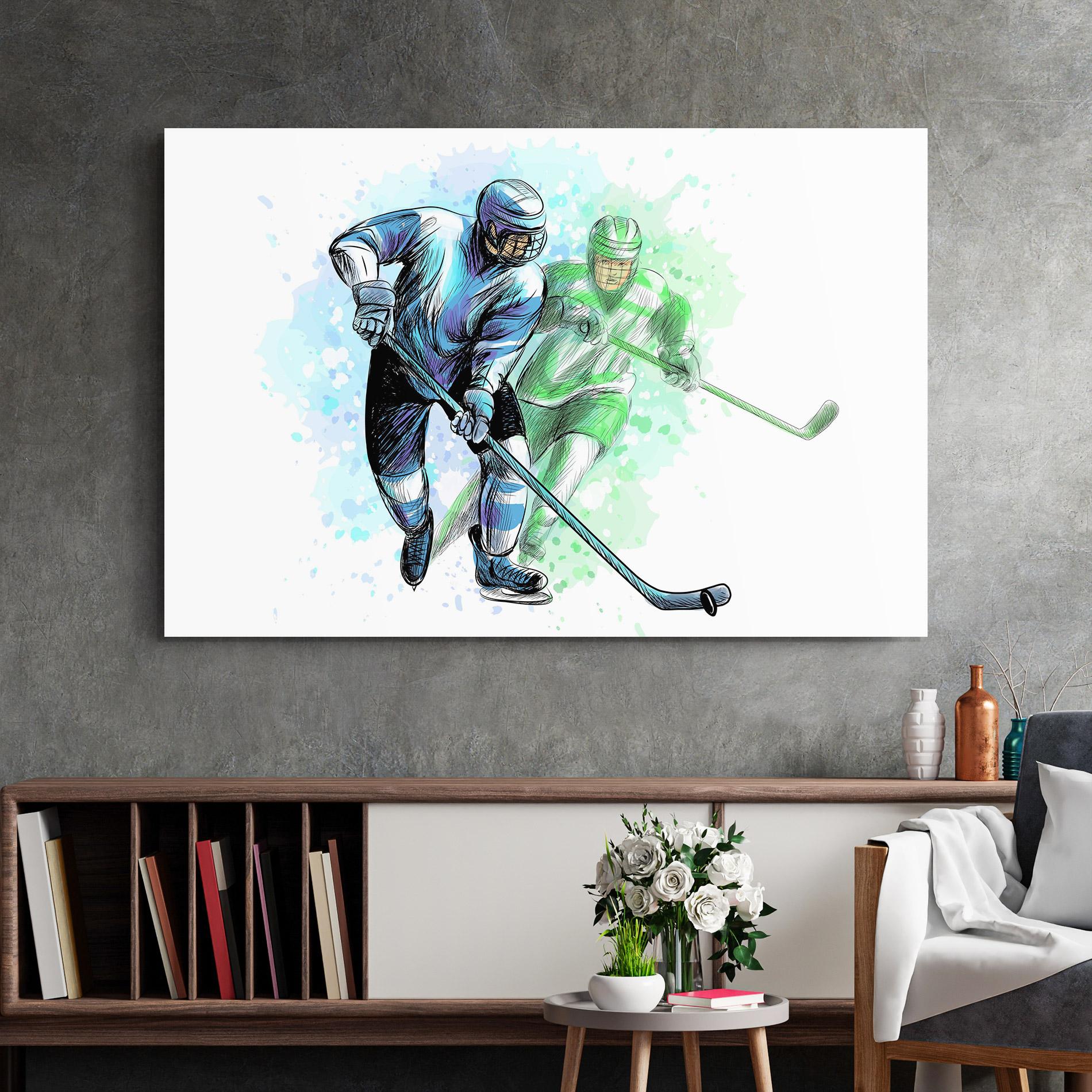 Glasbild Green Blue Hockey mockup 2