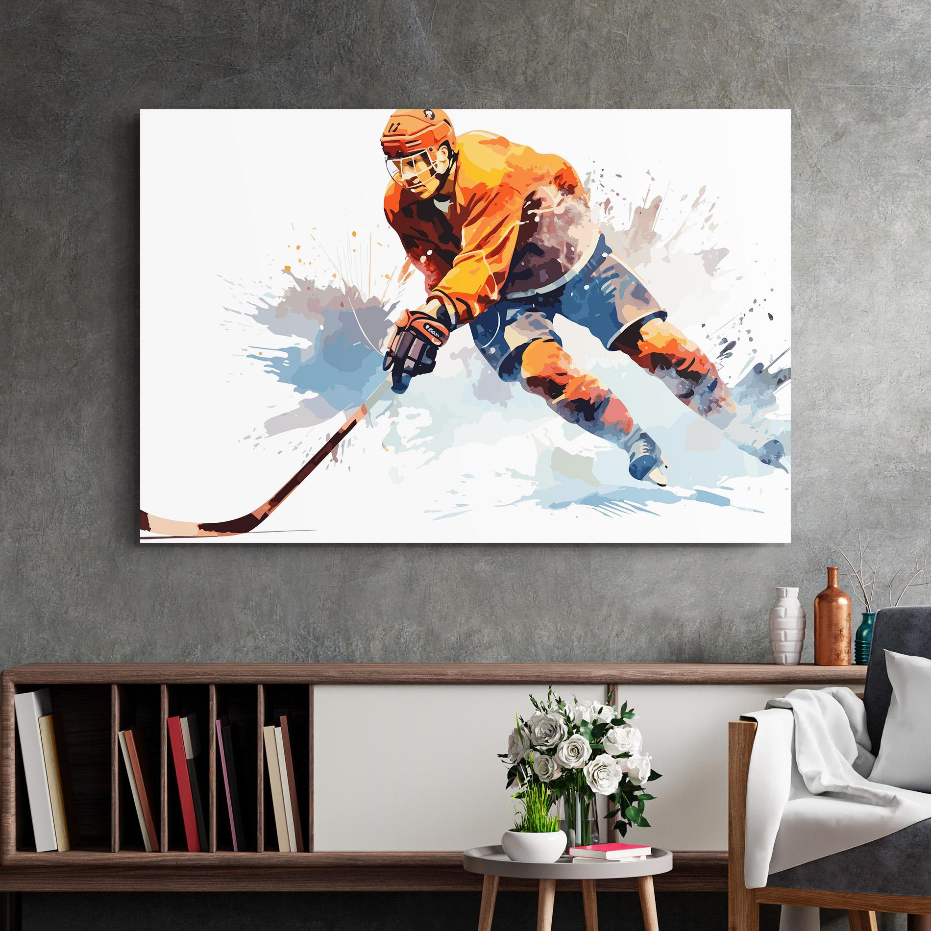 Glasbild Orange Hockey mockup 2
