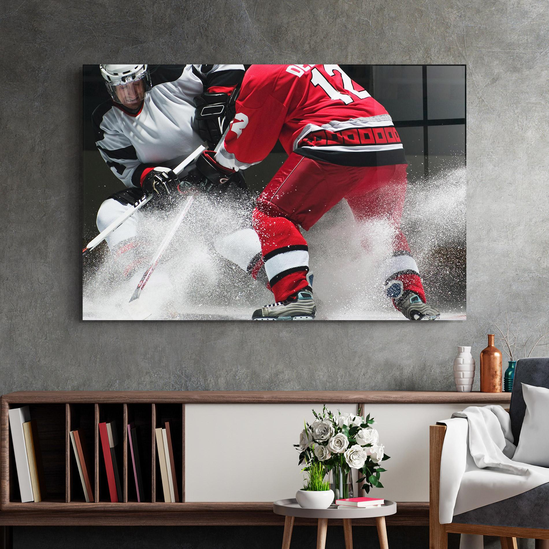 Glasbild Red Hokey Player mockup 2