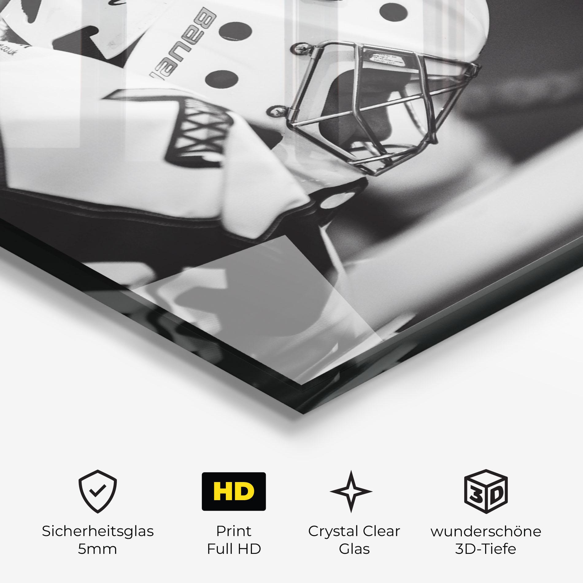Glasbild Black White Hockey mockup 3
