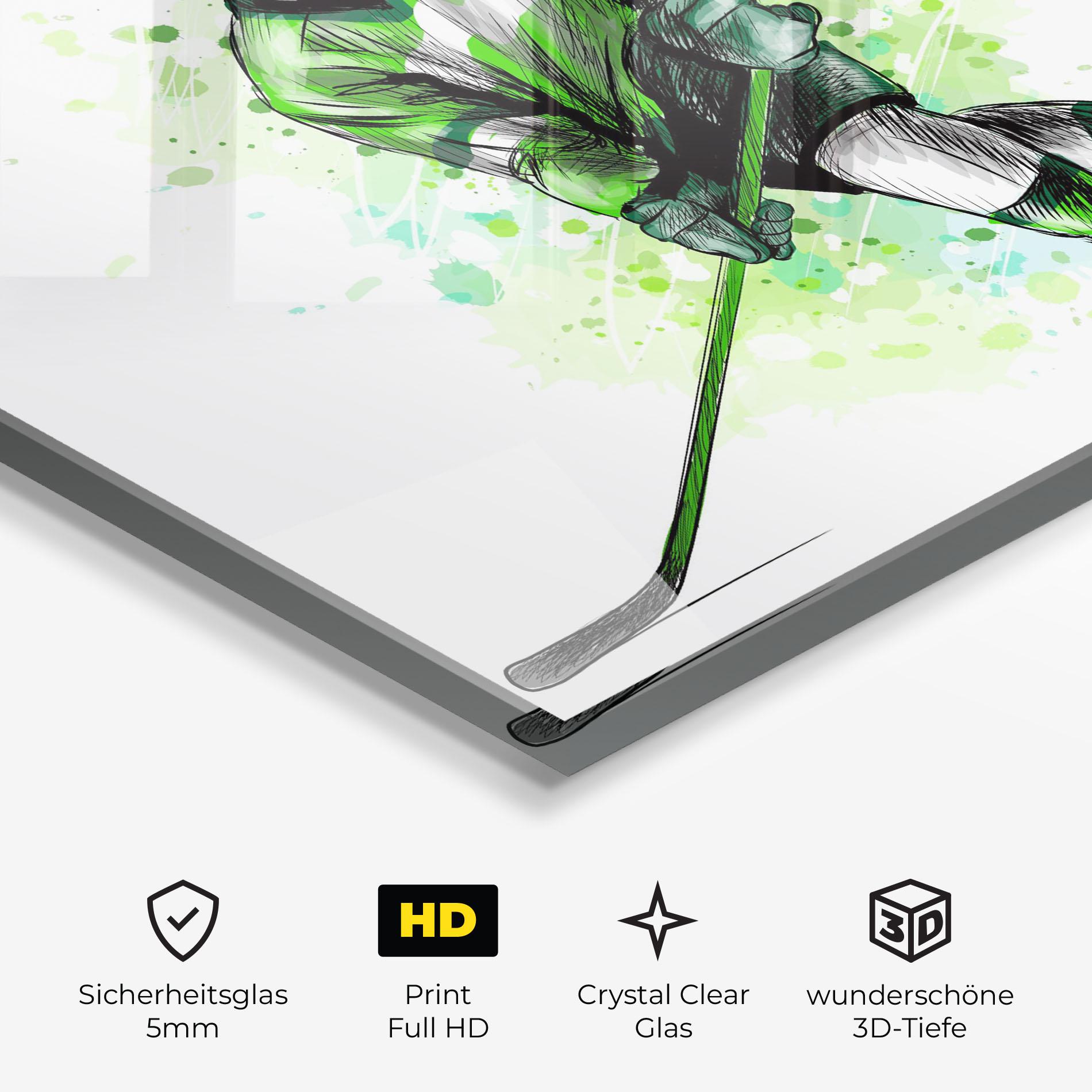 Glasbild Green Hockey mockup 3