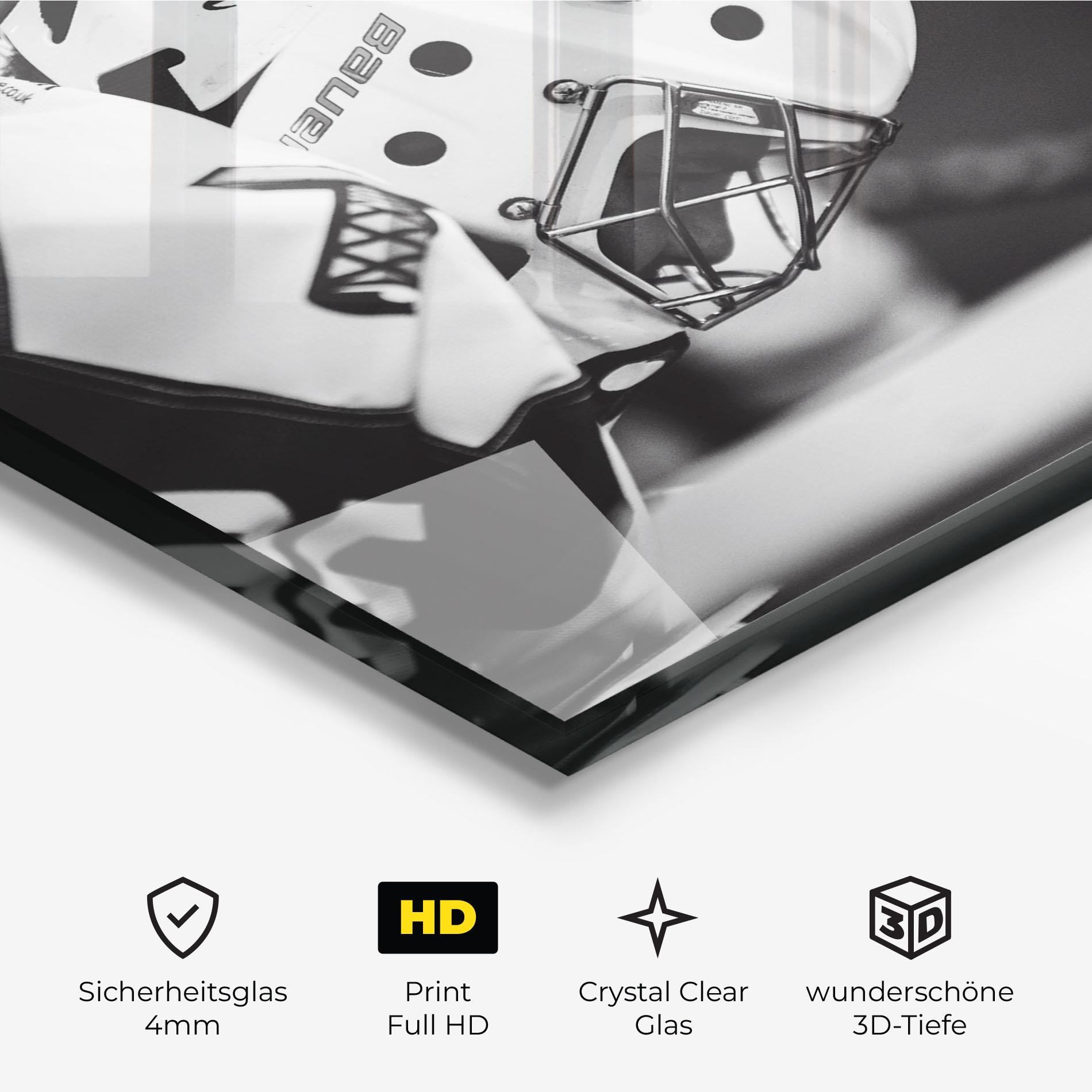 Glasbild Black White Hockey mockup 3