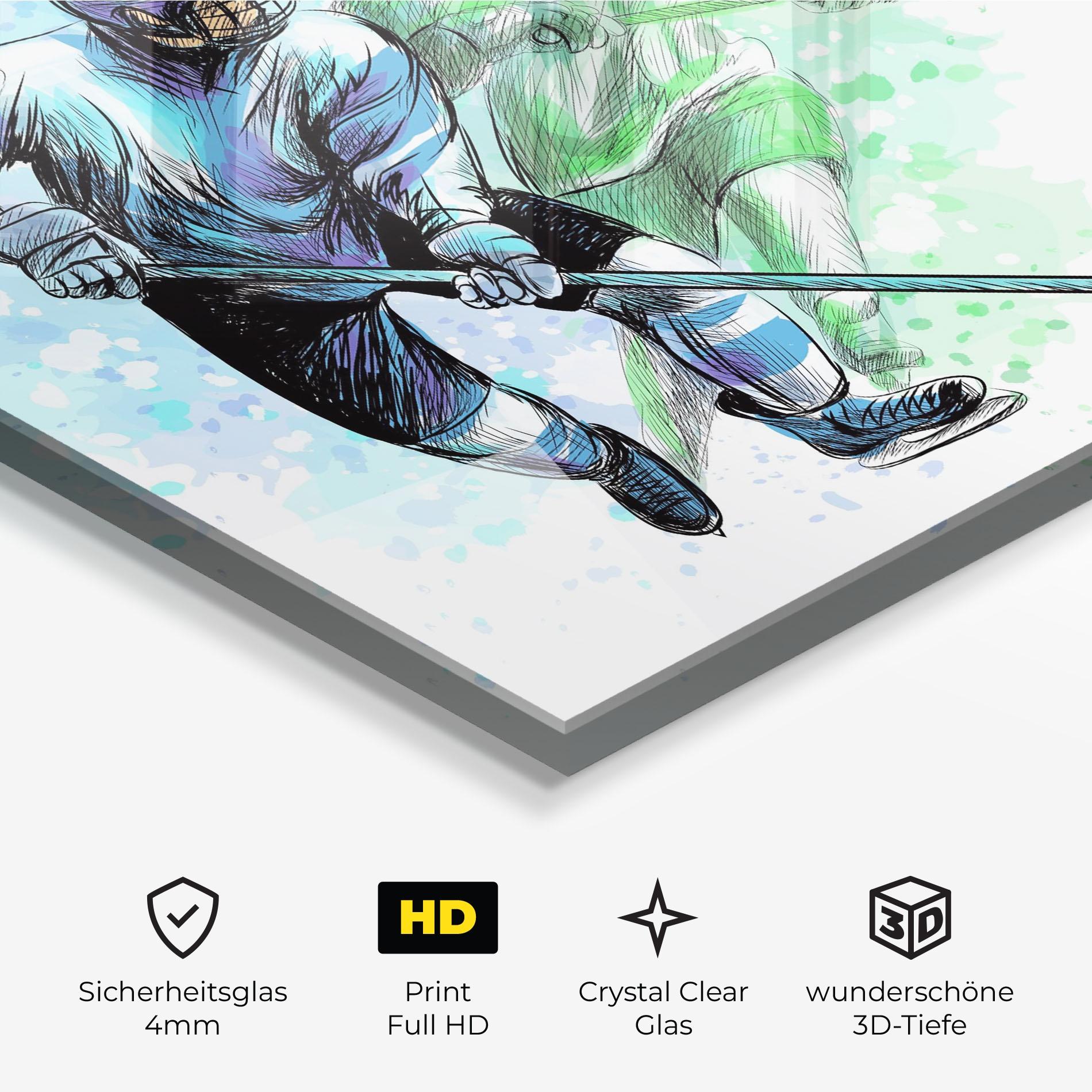 Glasbild Green Blue Hockey mockup 3