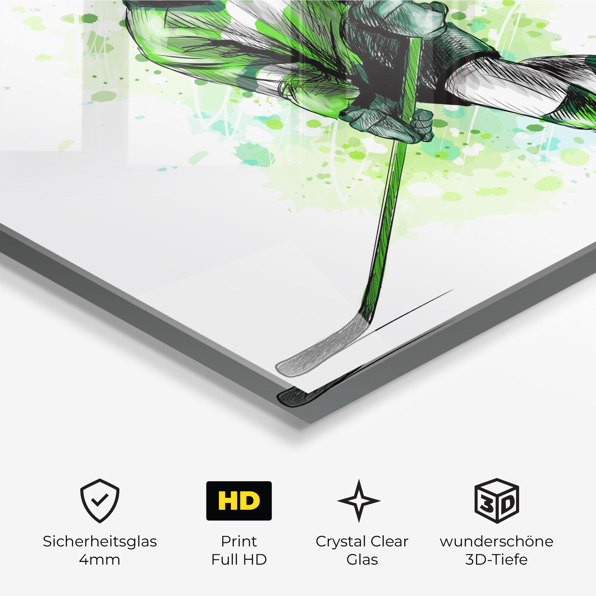 Glasbild Green Hockey mockup 3
