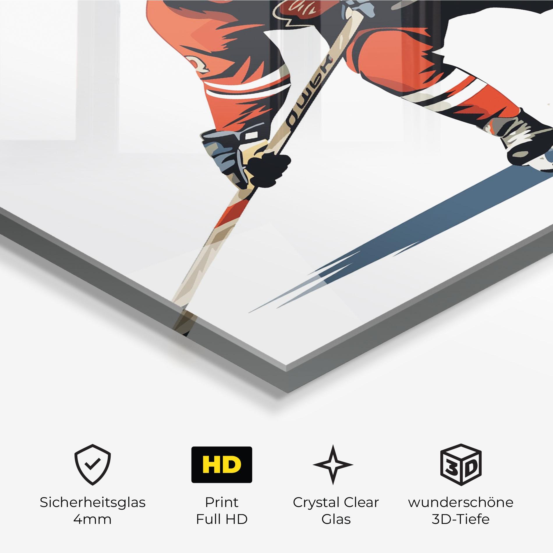 Glasbild Hockey Orange Player mockup 3