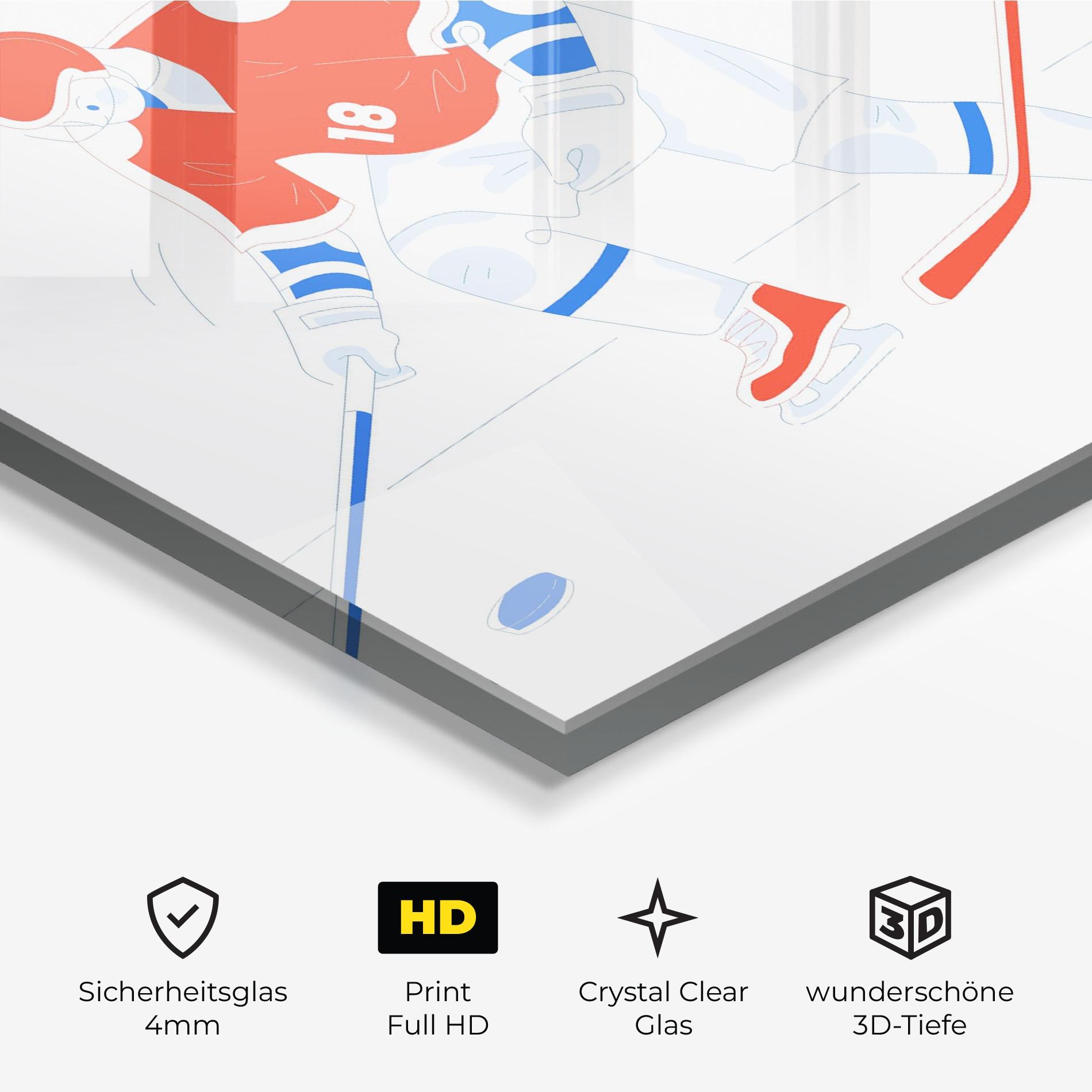 Glasbild Orange Blue Hockey mockup 3