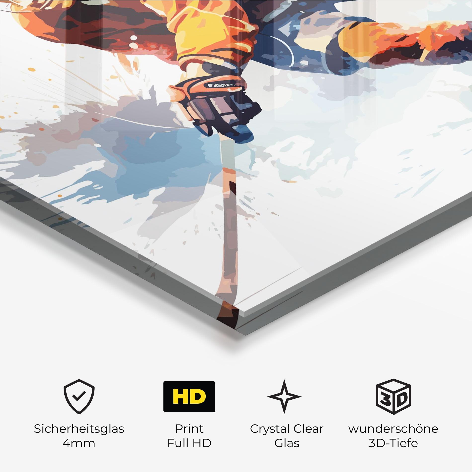 Glasbild Orange Hockey mockup 3