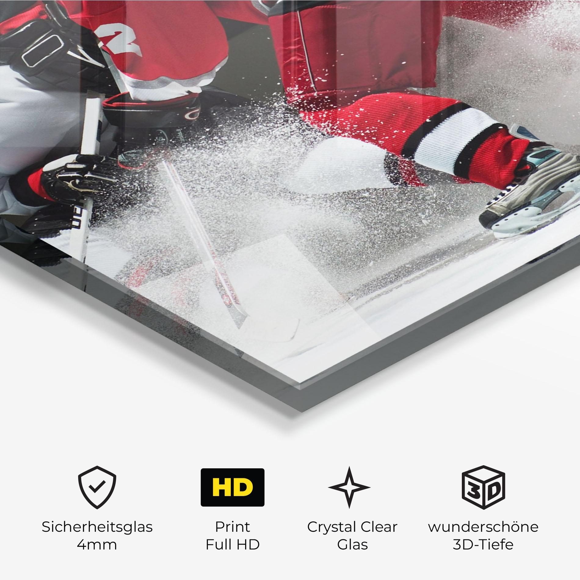 Glasbild Red Hokey Player mockup 3