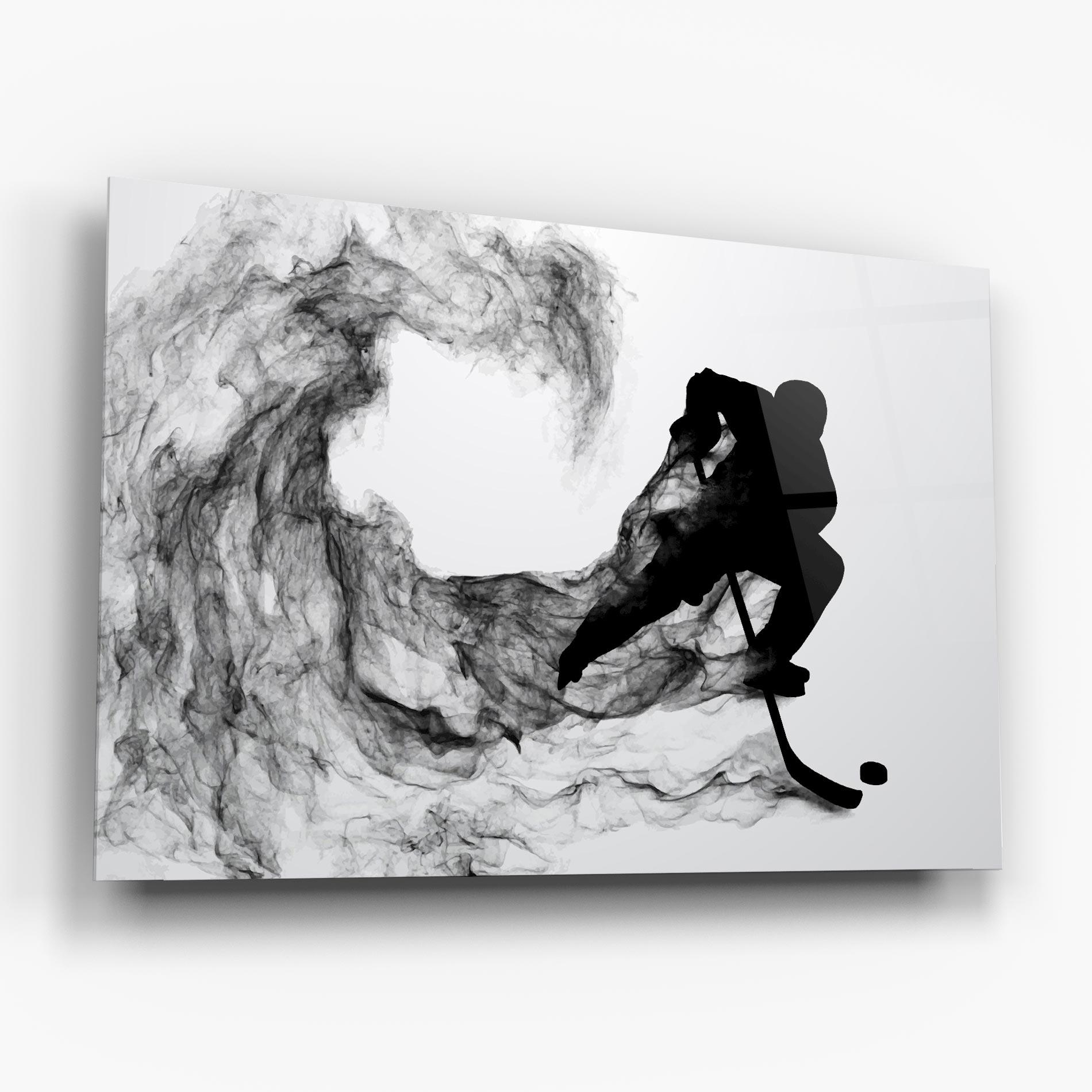 Glasbild Black Smoke Hockey mockup 6