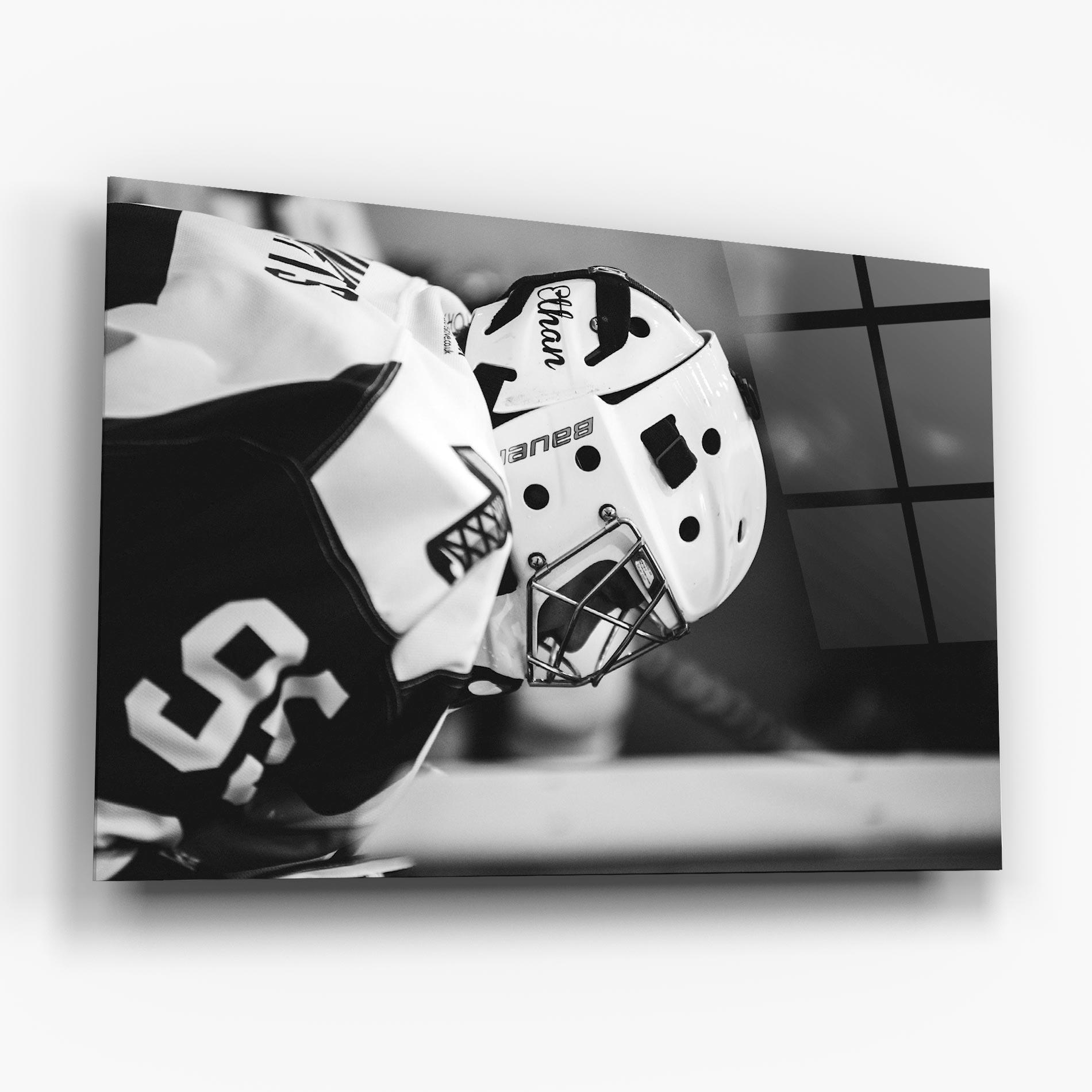 Glasbild Black White Hockey mockup 6