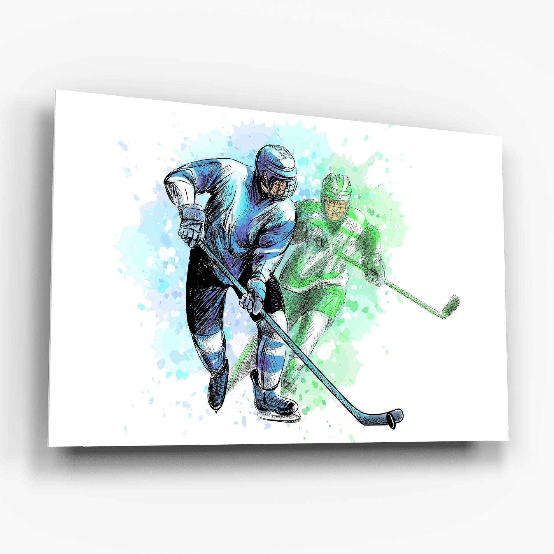 Glasbild Green Blue Hockey mockup 6