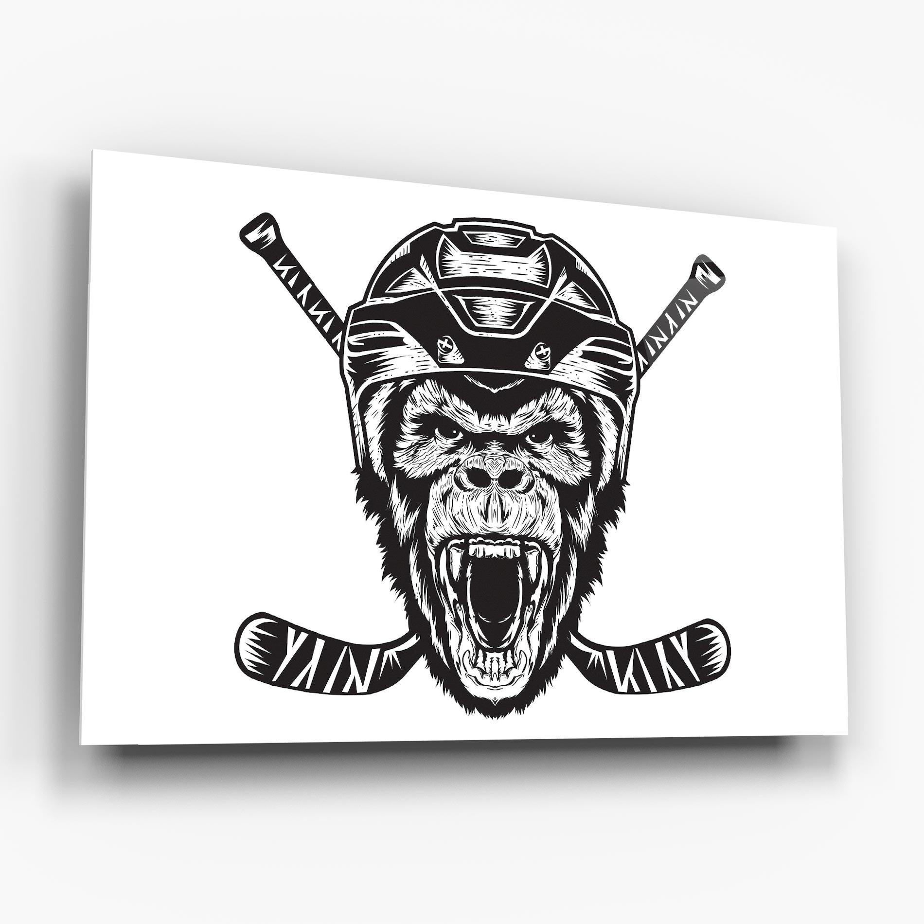 Glasbild Monkey Hockey mockup 6