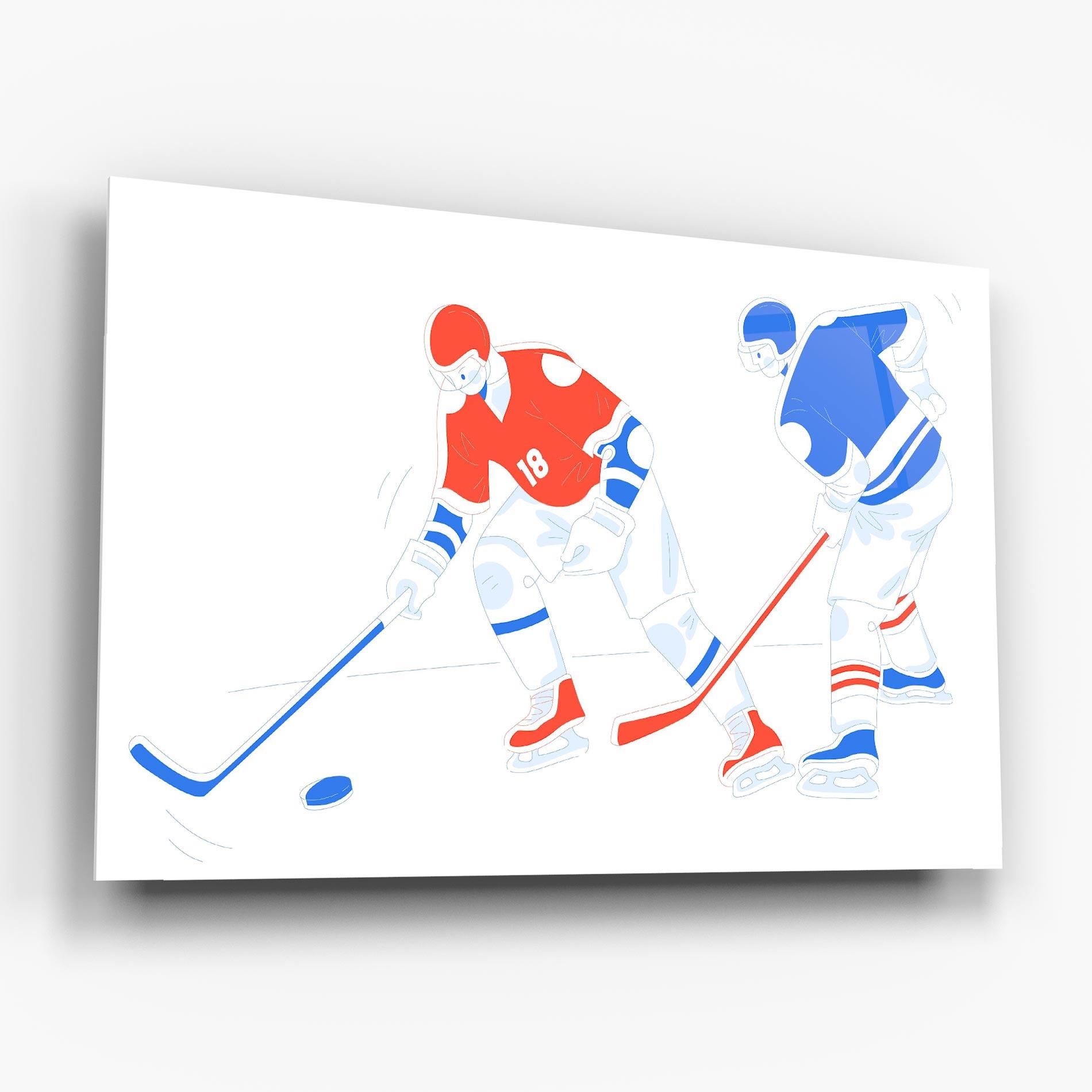 Glasbild Orange Blue Hockey mockup 6