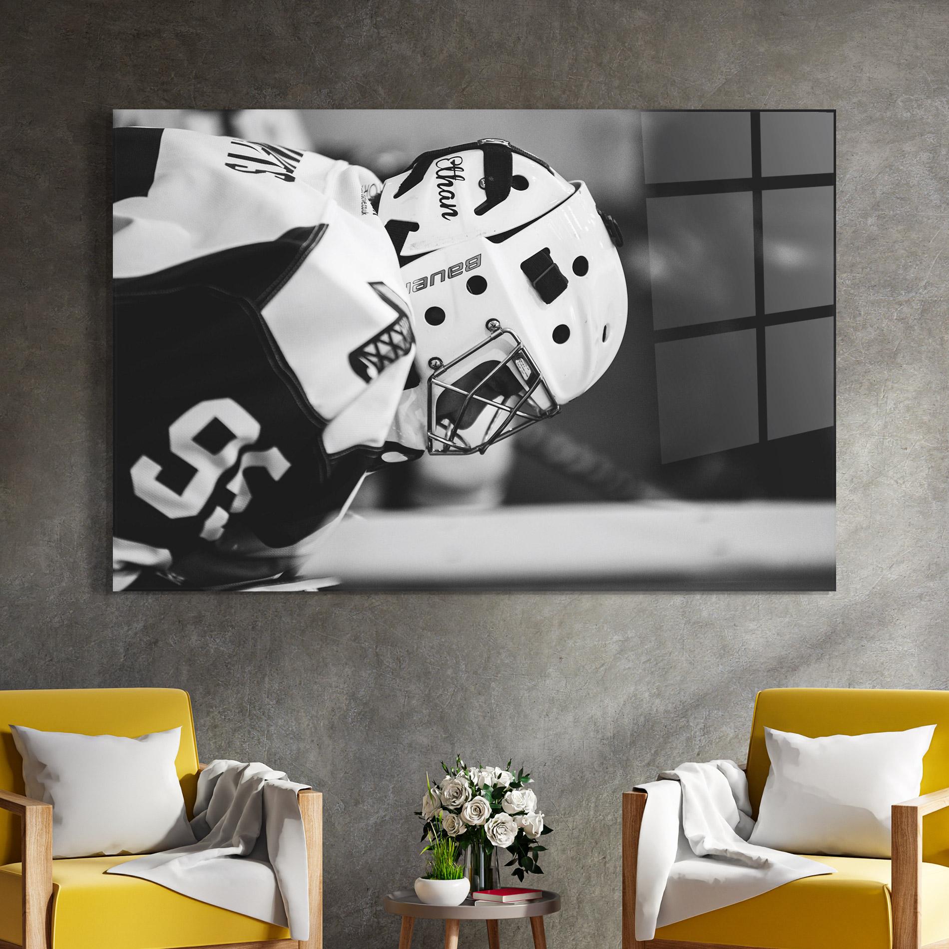 Glasbild Black White Hockey mockup 4
