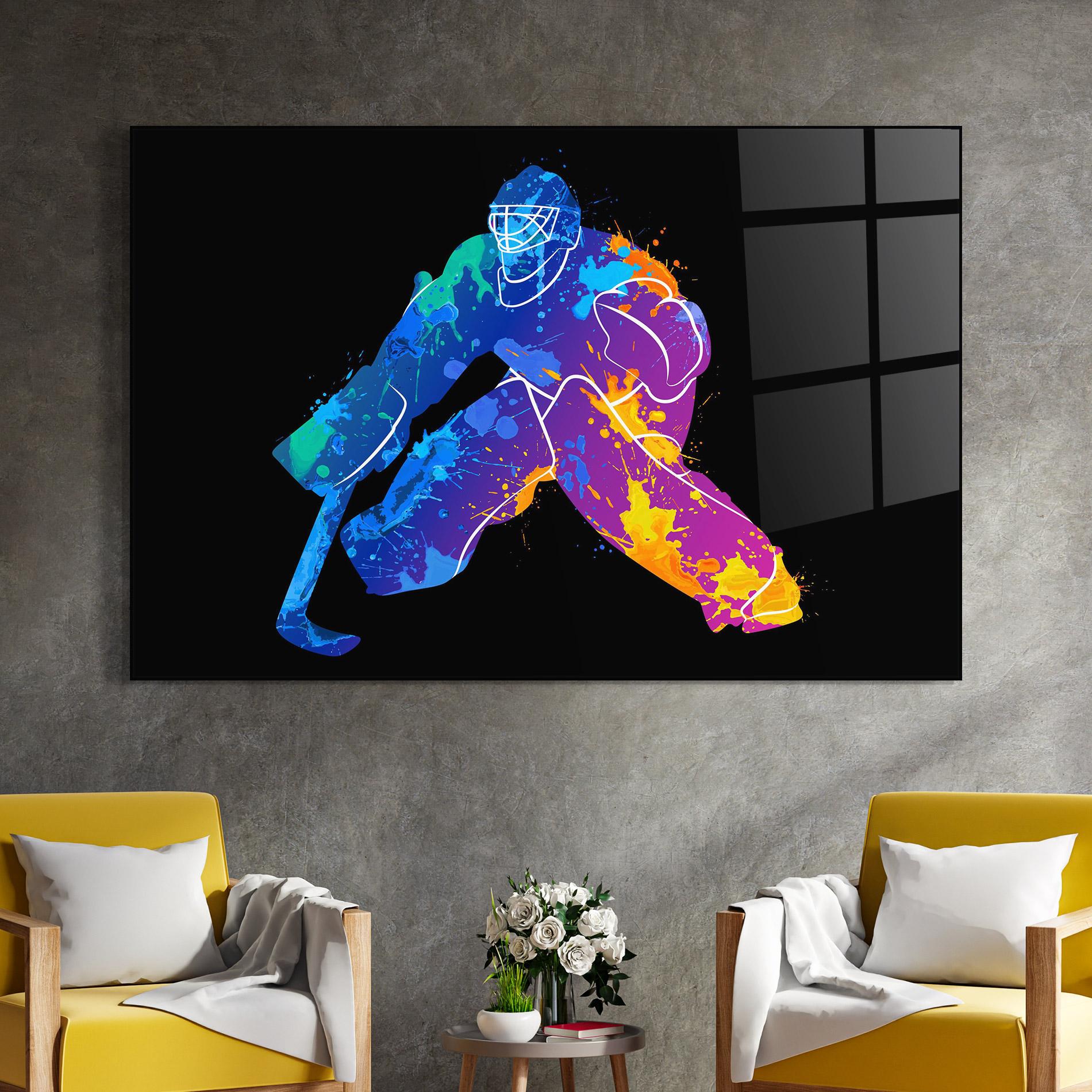 Glasbild Blue Purple Hockey mockup 4