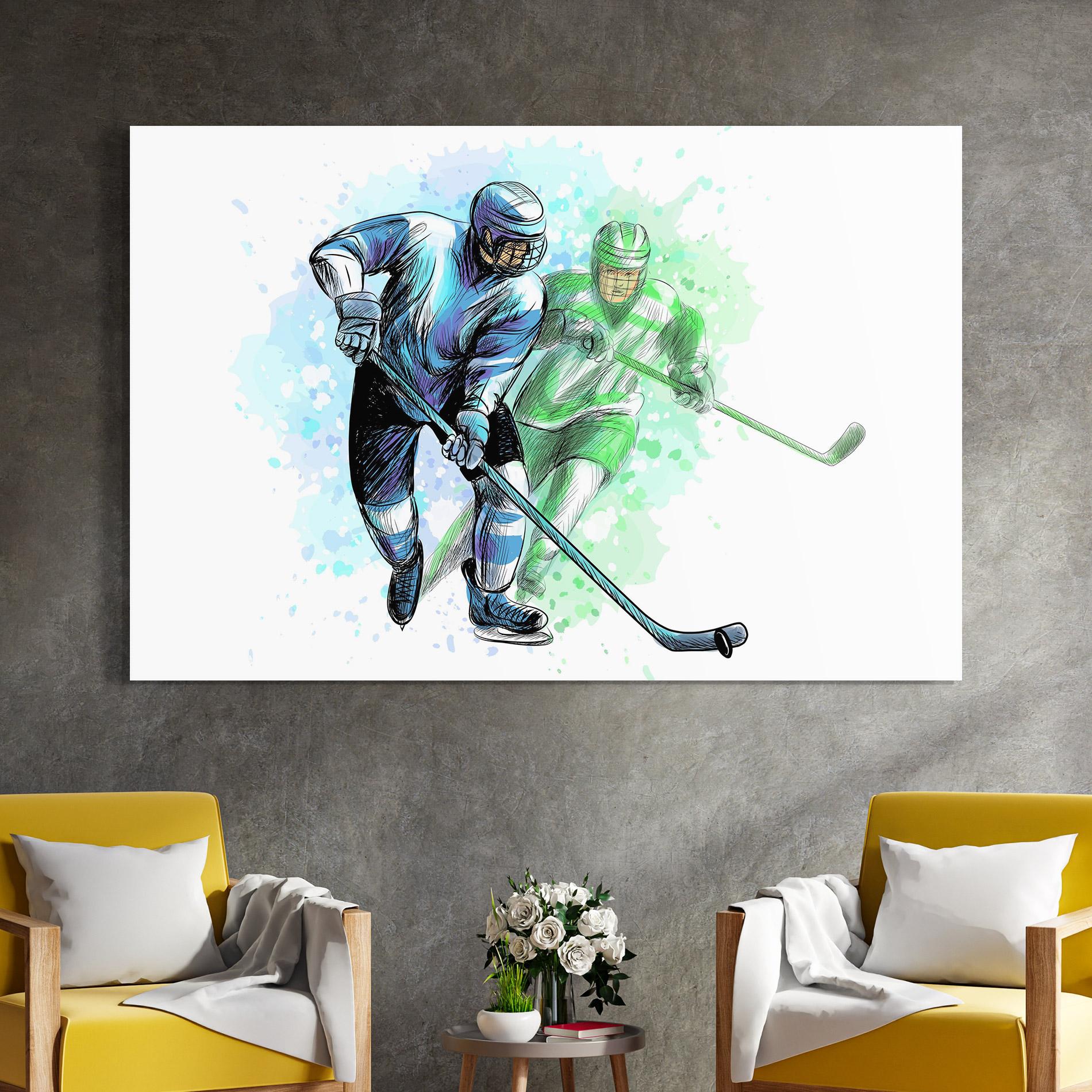 Glasbild Green Blue Hockey mockup 4