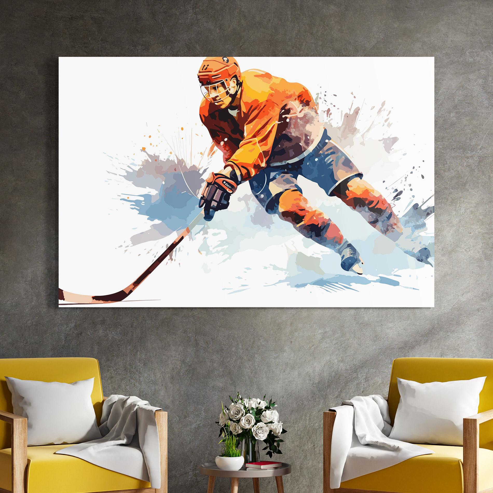Glasbild Orange Hockey mockup 4