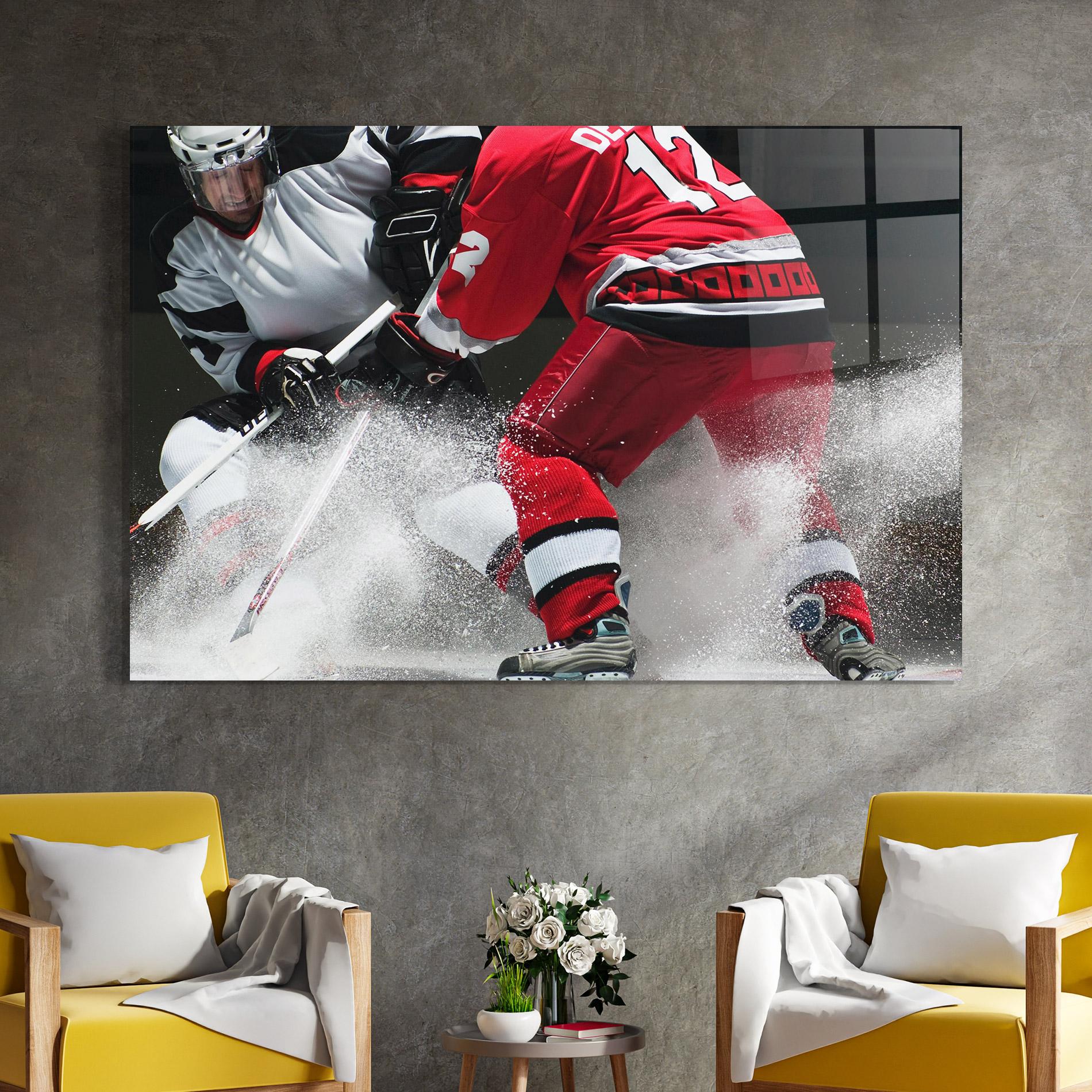 Glasbild Red Hokey Player mockup 4