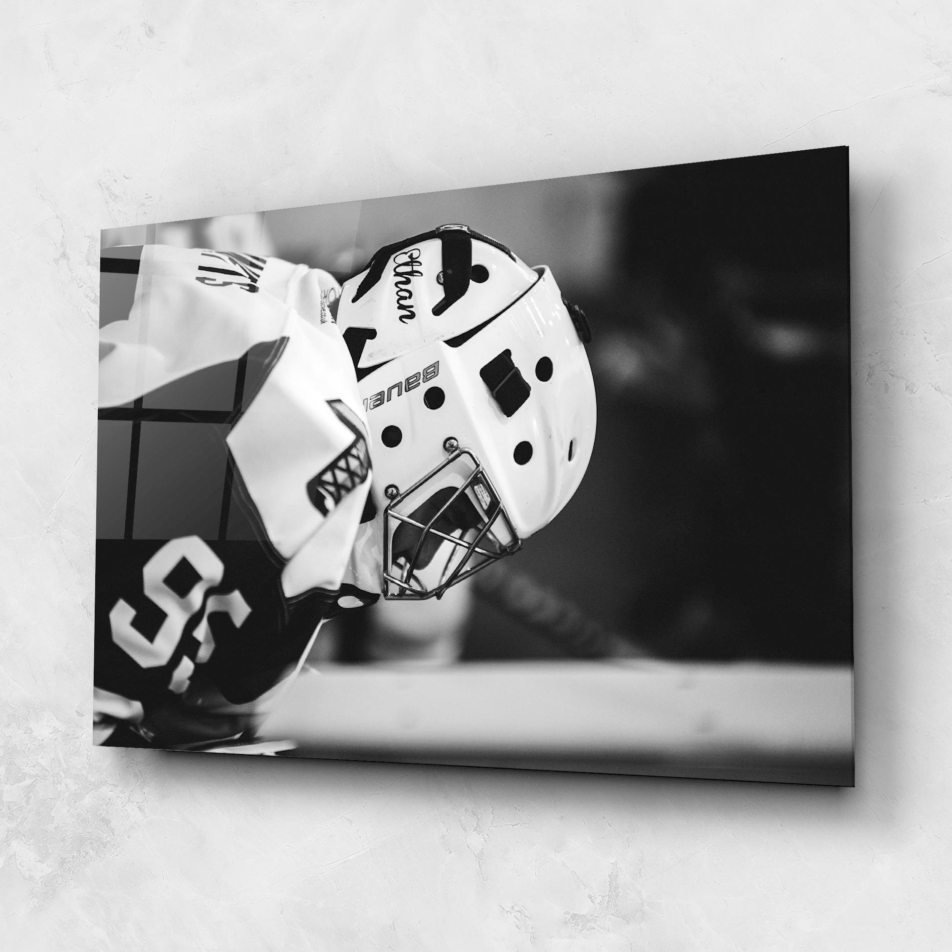 Glasbild Black White Hockey mockup 1