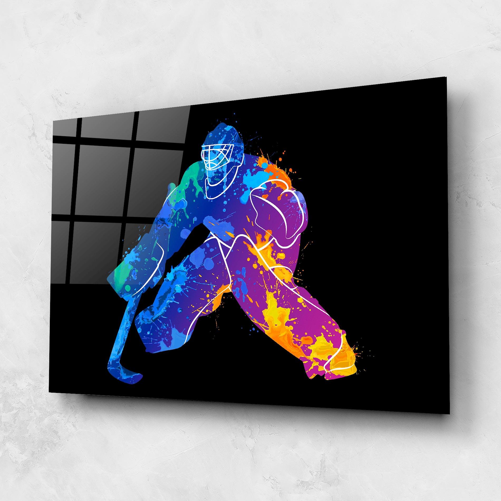 Glasbild Blue Purple Hockey mockup 1