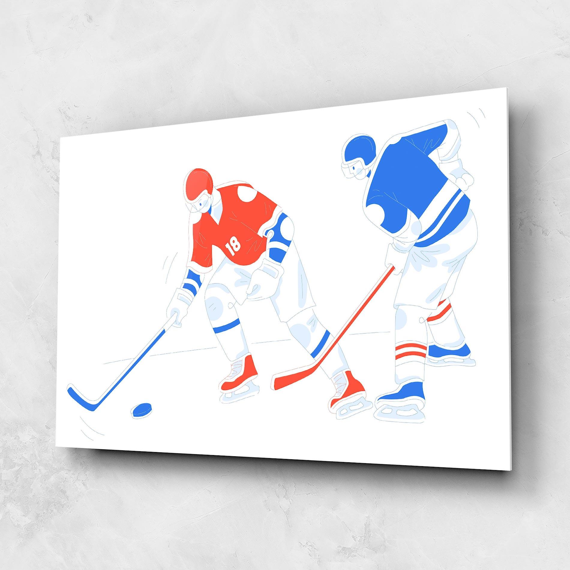 Glasbild Orange Blue Hockey mockup 1