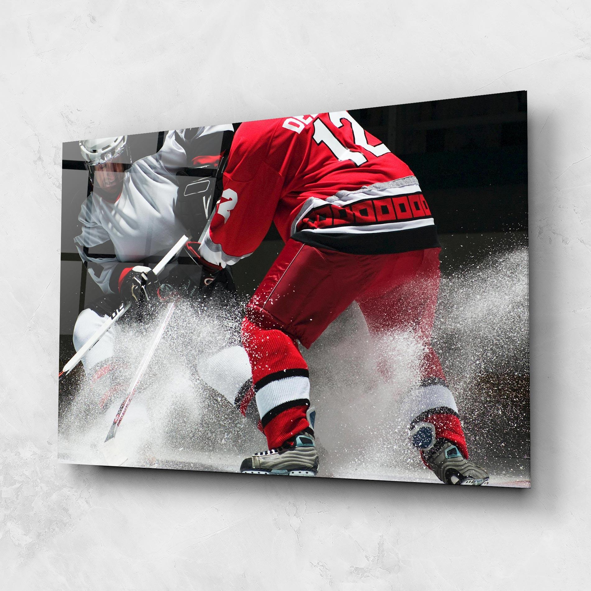 Glasbild Red Hokey Player mockup 1