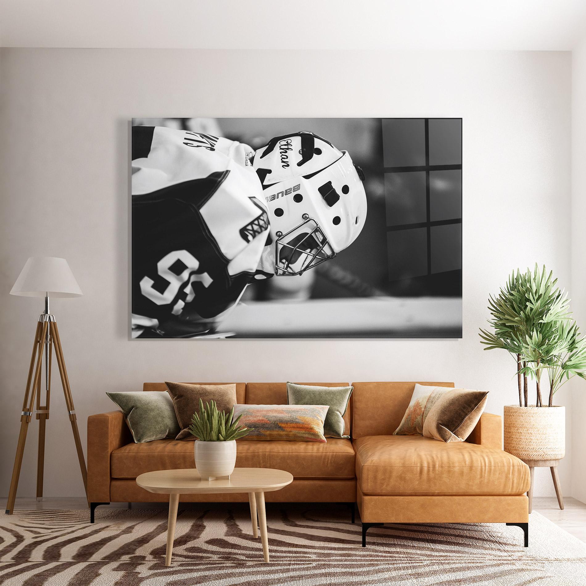Glasbild Black White Hockey mockup 7