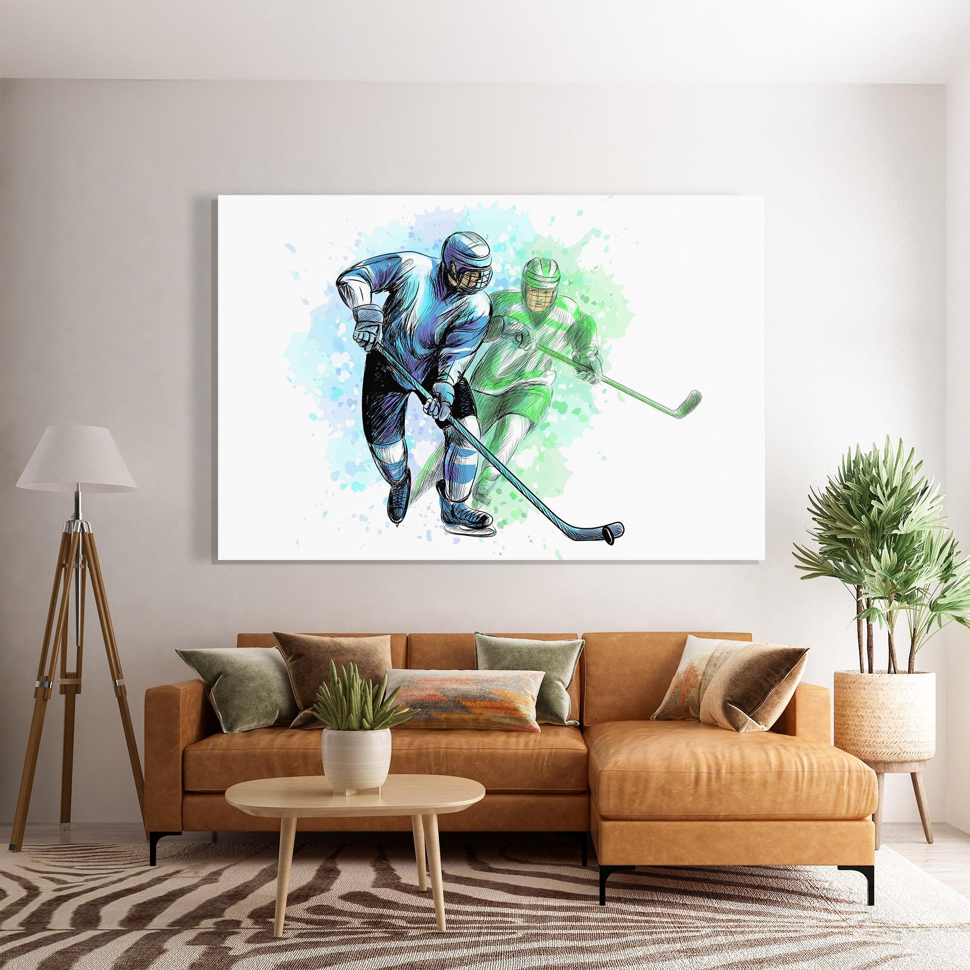 Glasbild Green Blue Hockey mockup 7