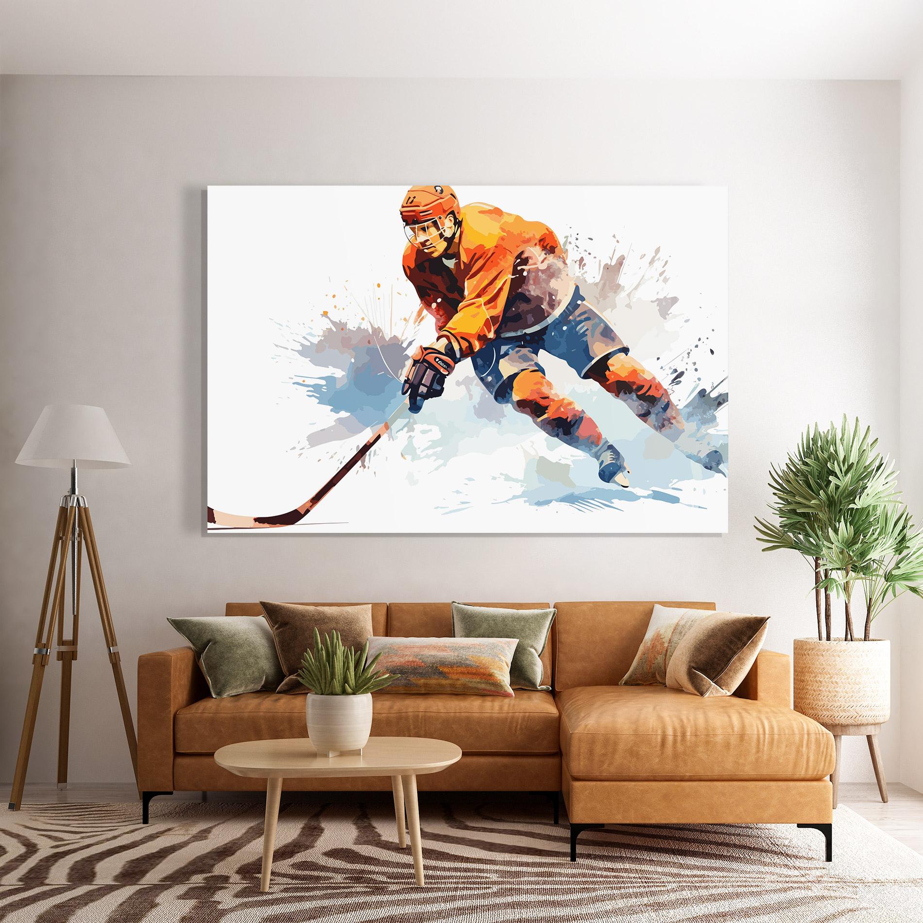 Glasbild Orange Hockey mockup 7