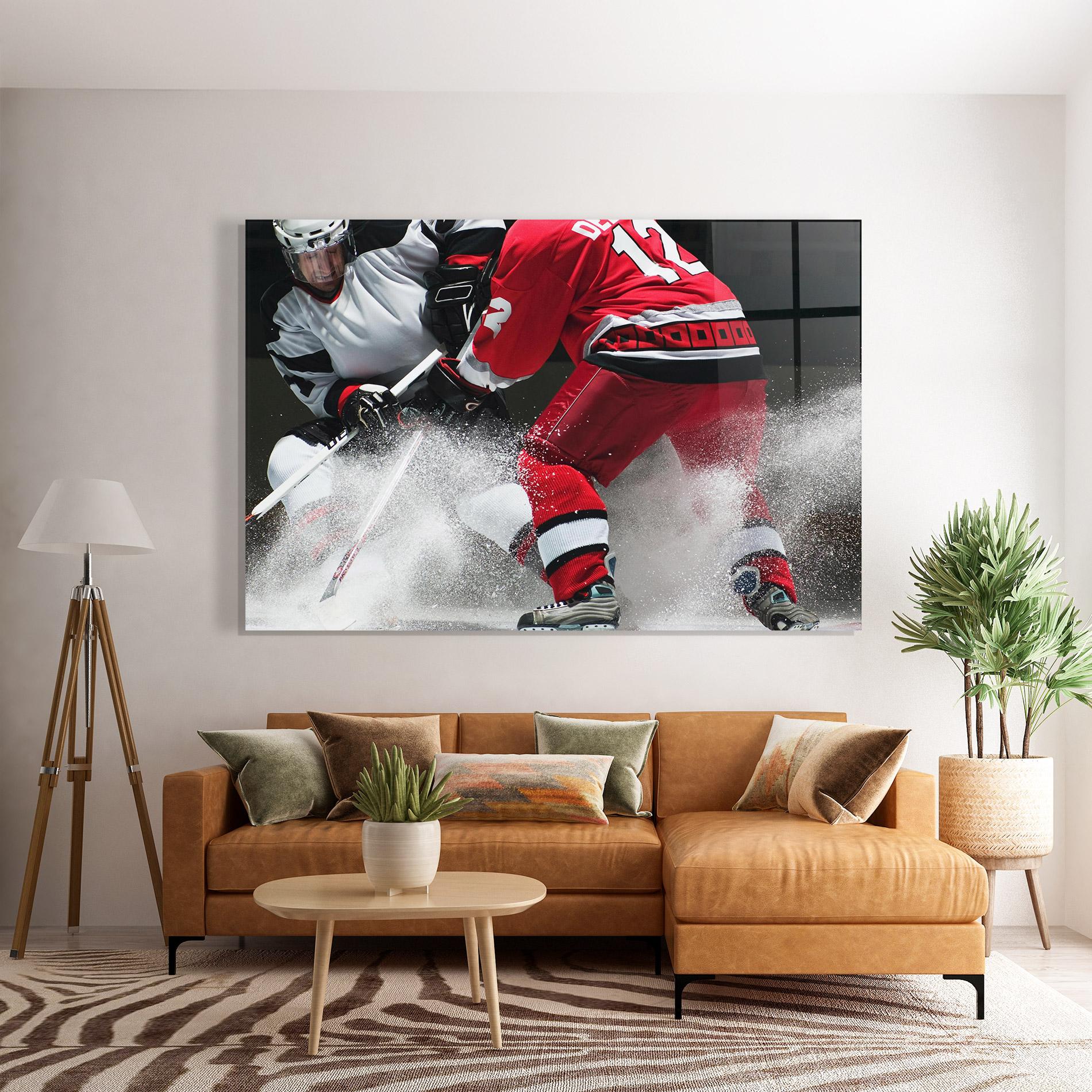 Glasbild Red Hokey Player mockup 7