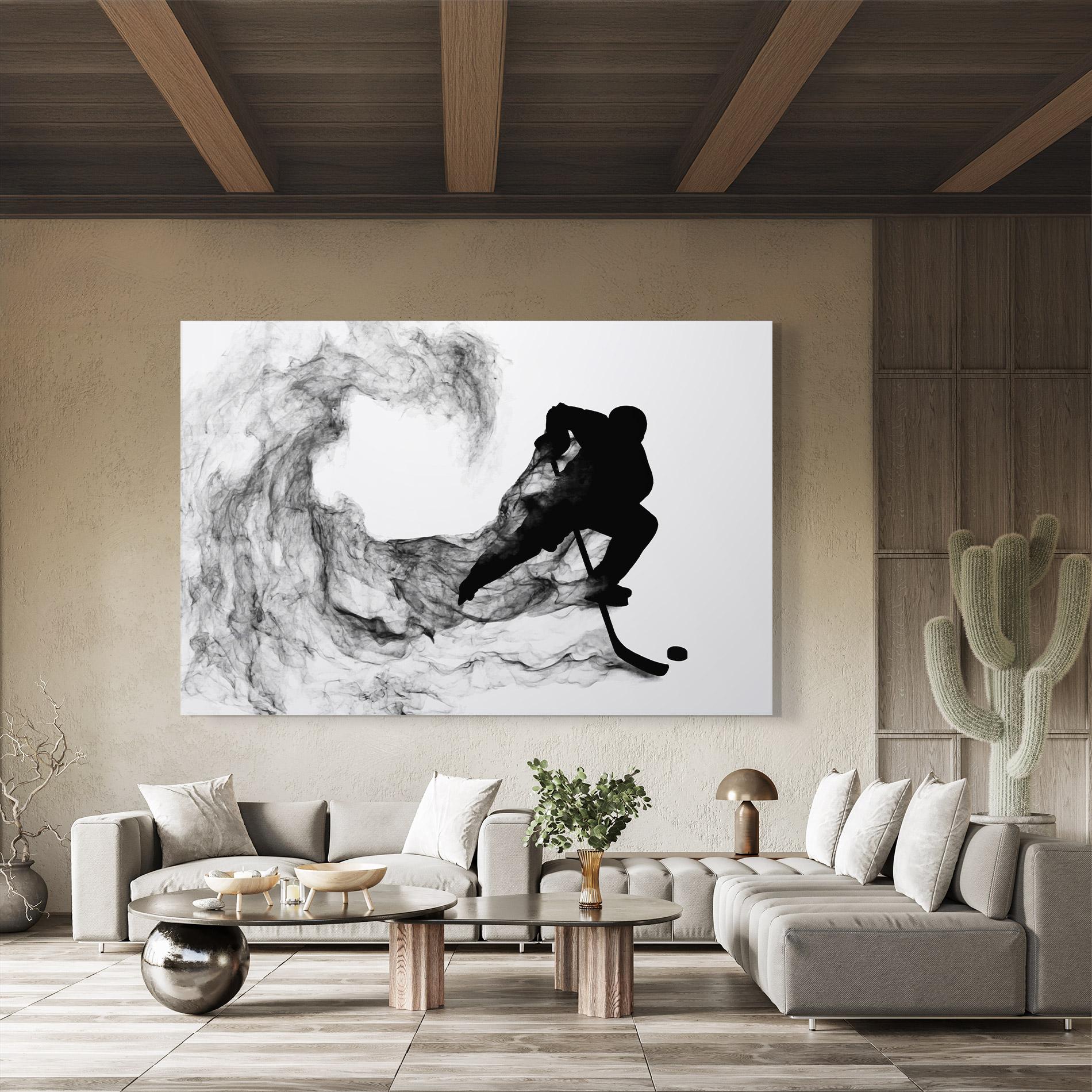 Glasbild Black Smoke Hockey mockup 8