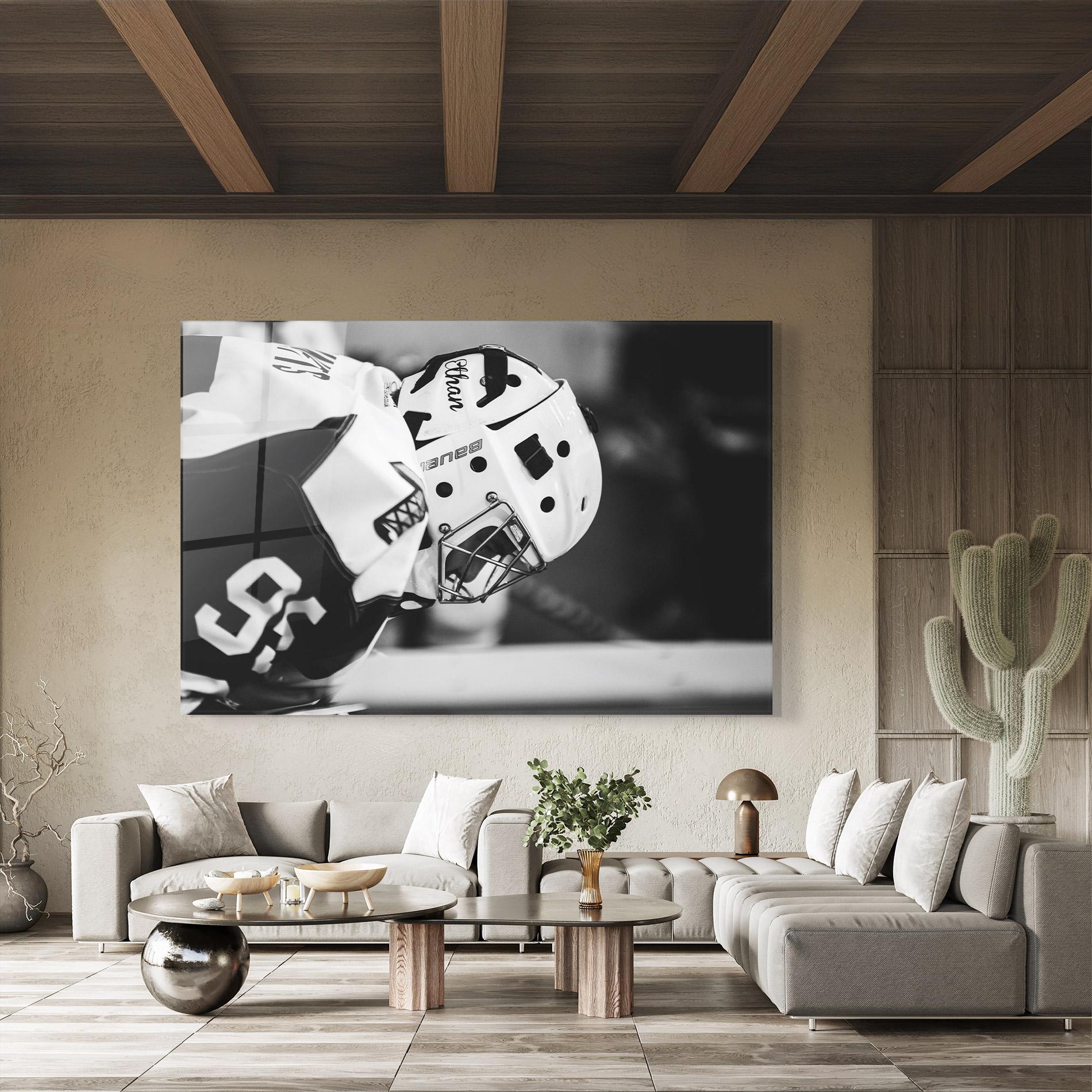 Glasbild Black White Hockey mockup 8