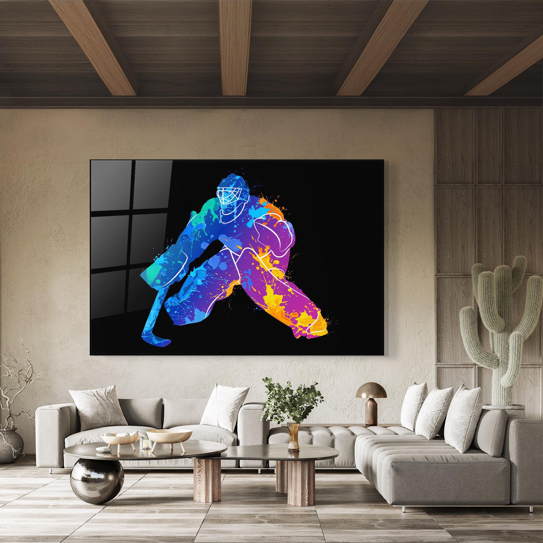 Glasbild Blue Purple Hockey mockup 8