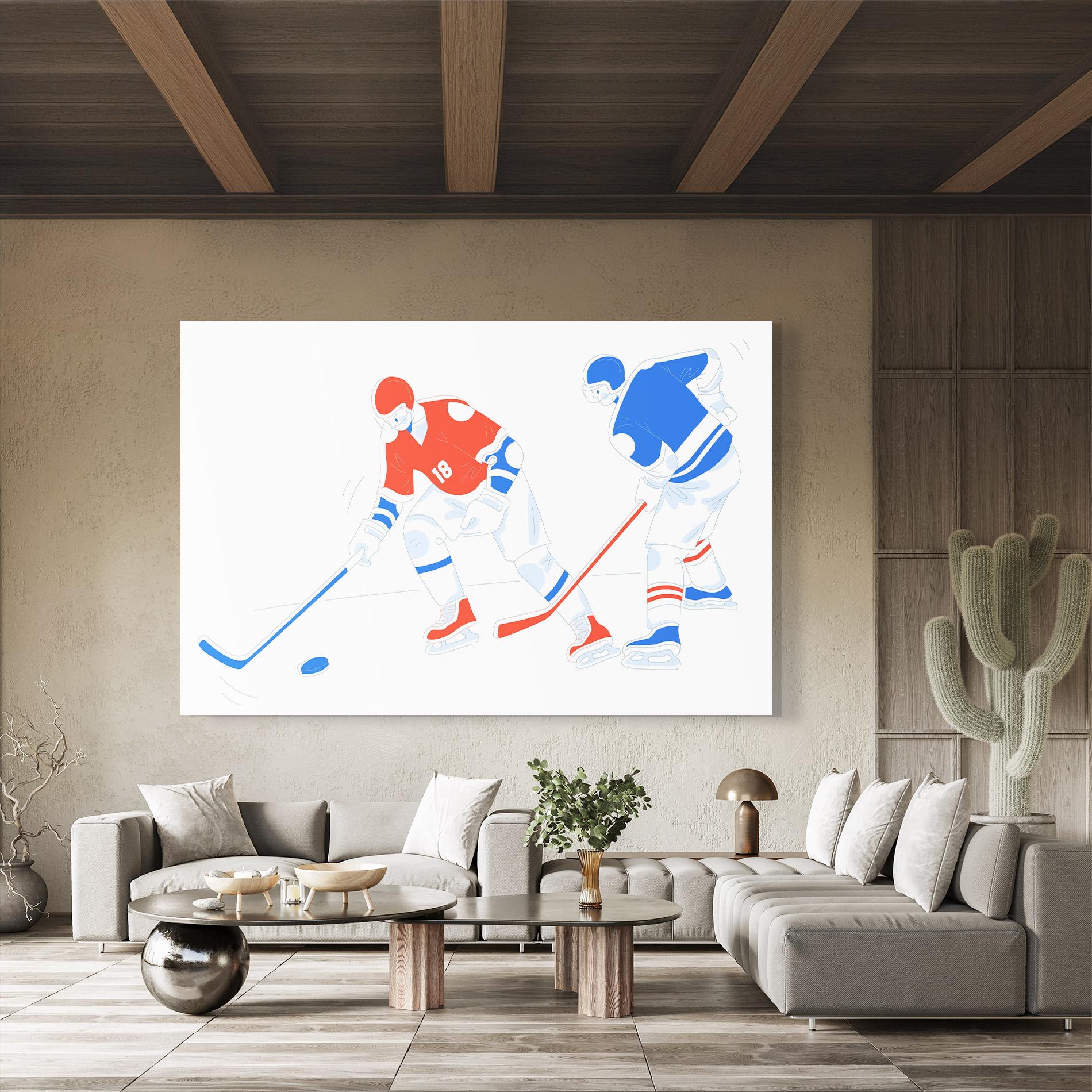 Glasbild Orange Blue Hockey mockup 8