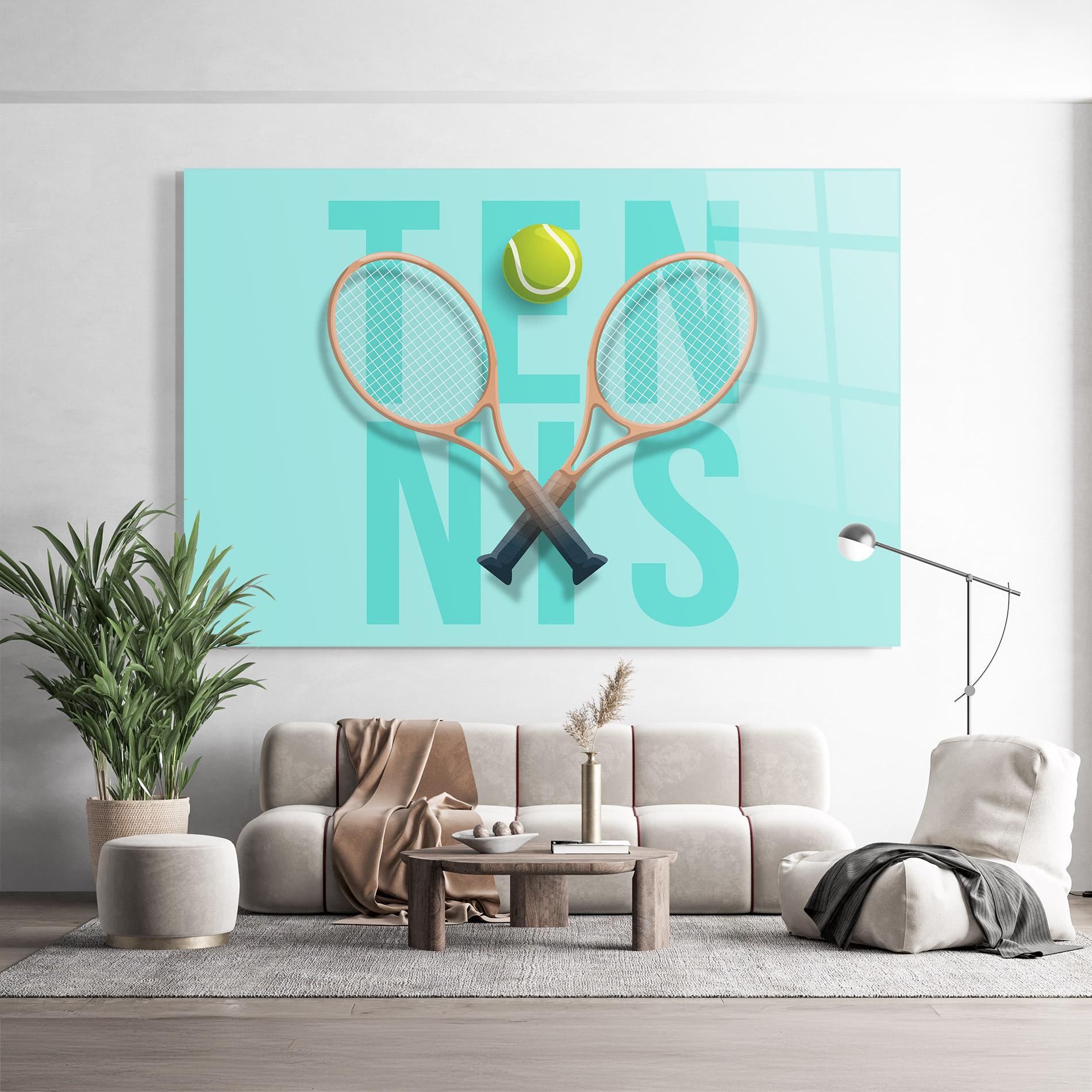 Glasbild Light Blue Tennis mockup 9