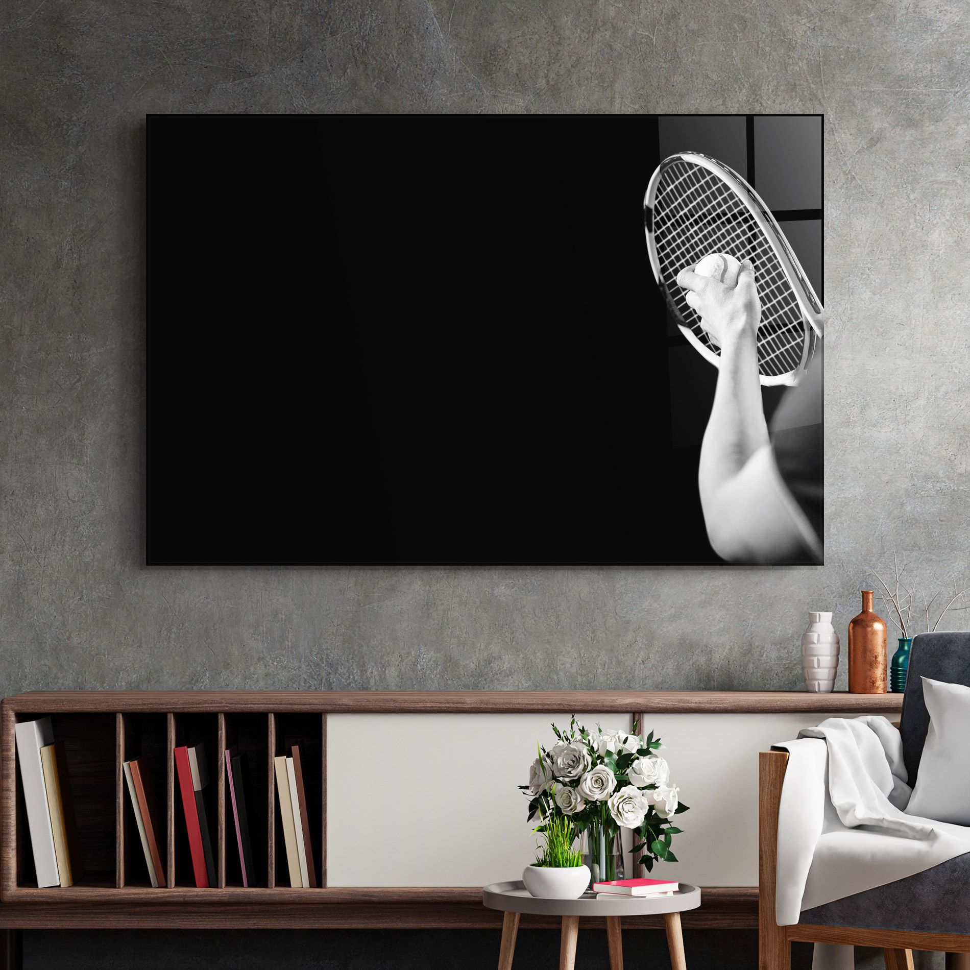 Grey Tennis Racket mockup 2