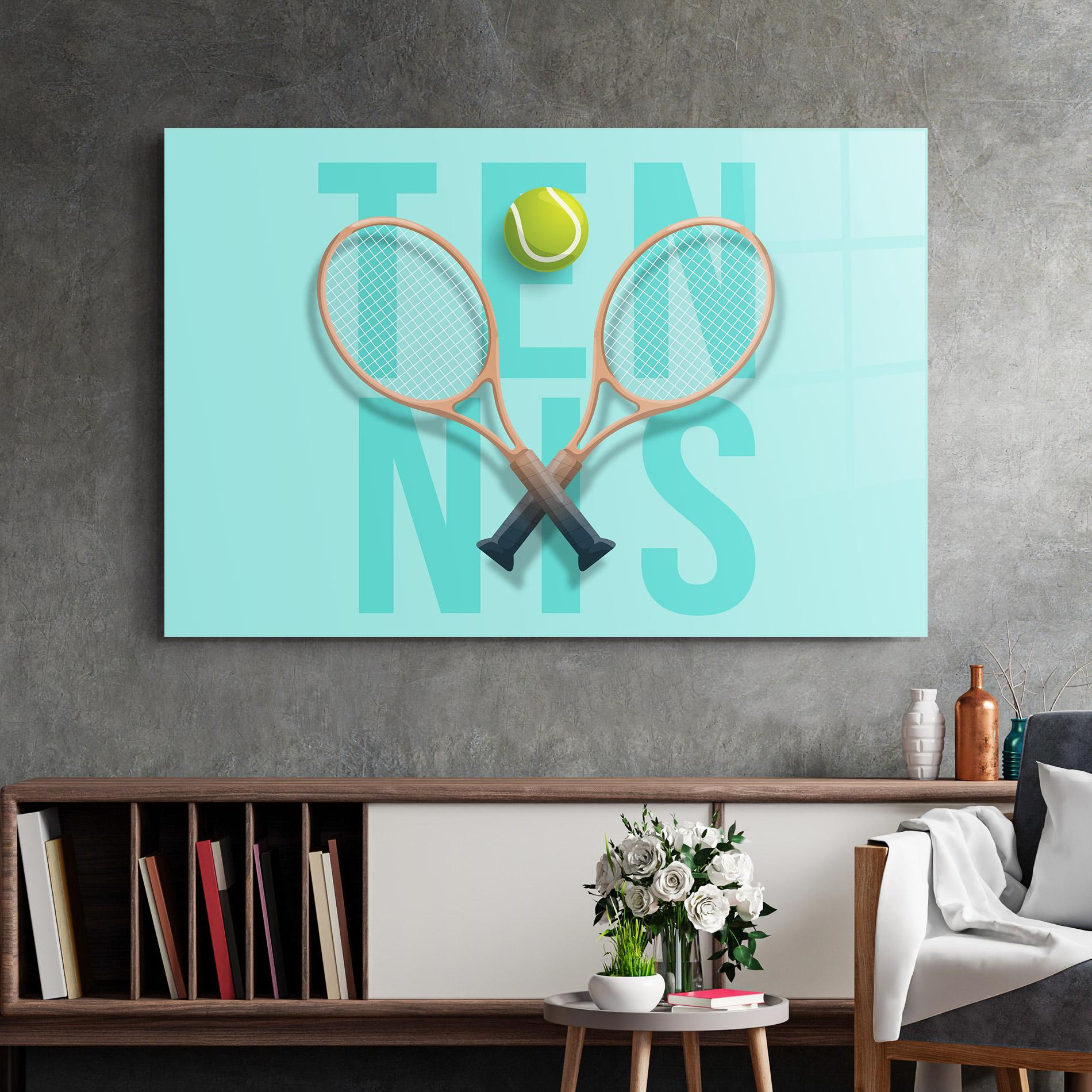 Glasbild Light Blue Tennis mockup 2
