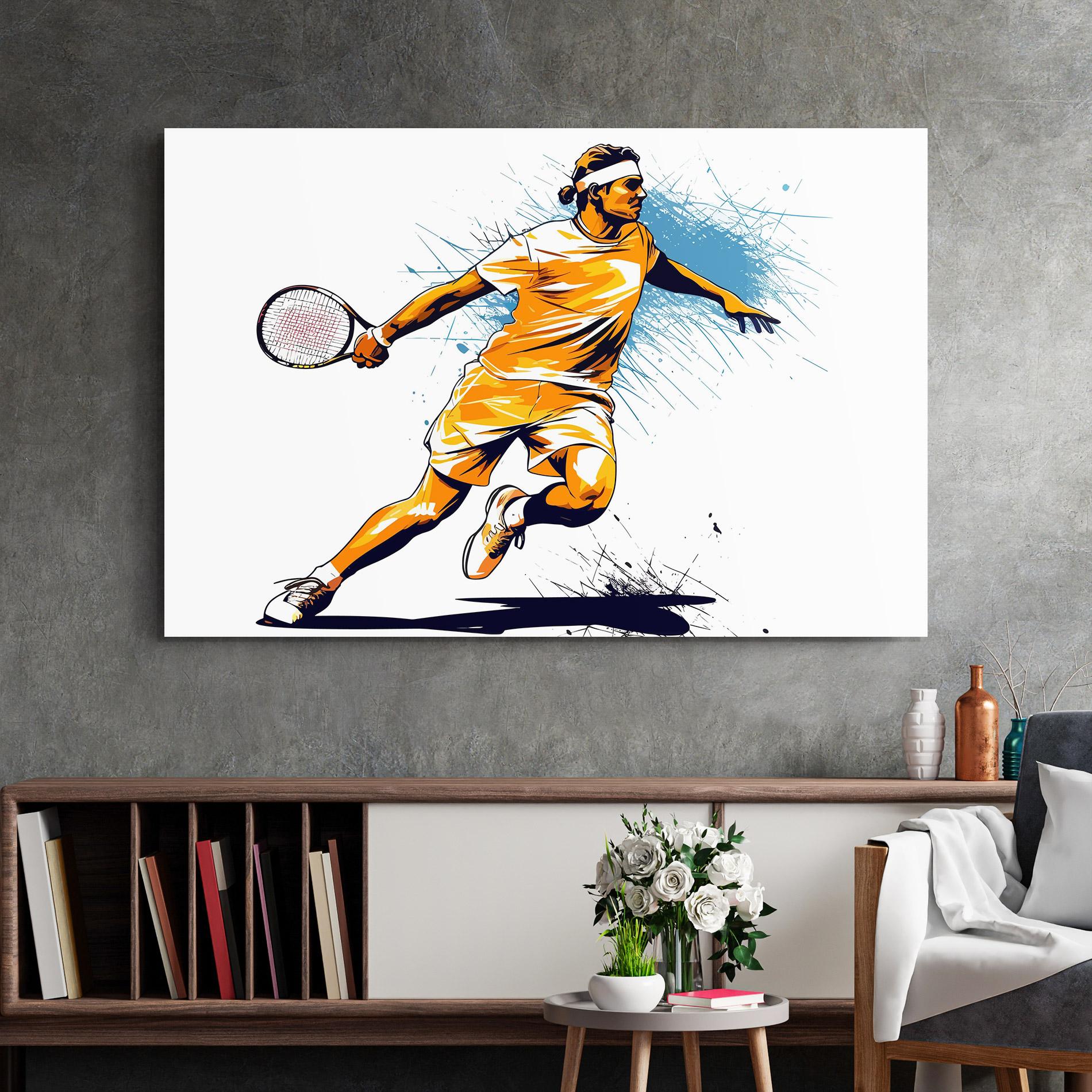 Glasbild Orange Blue Tennis mockup 2