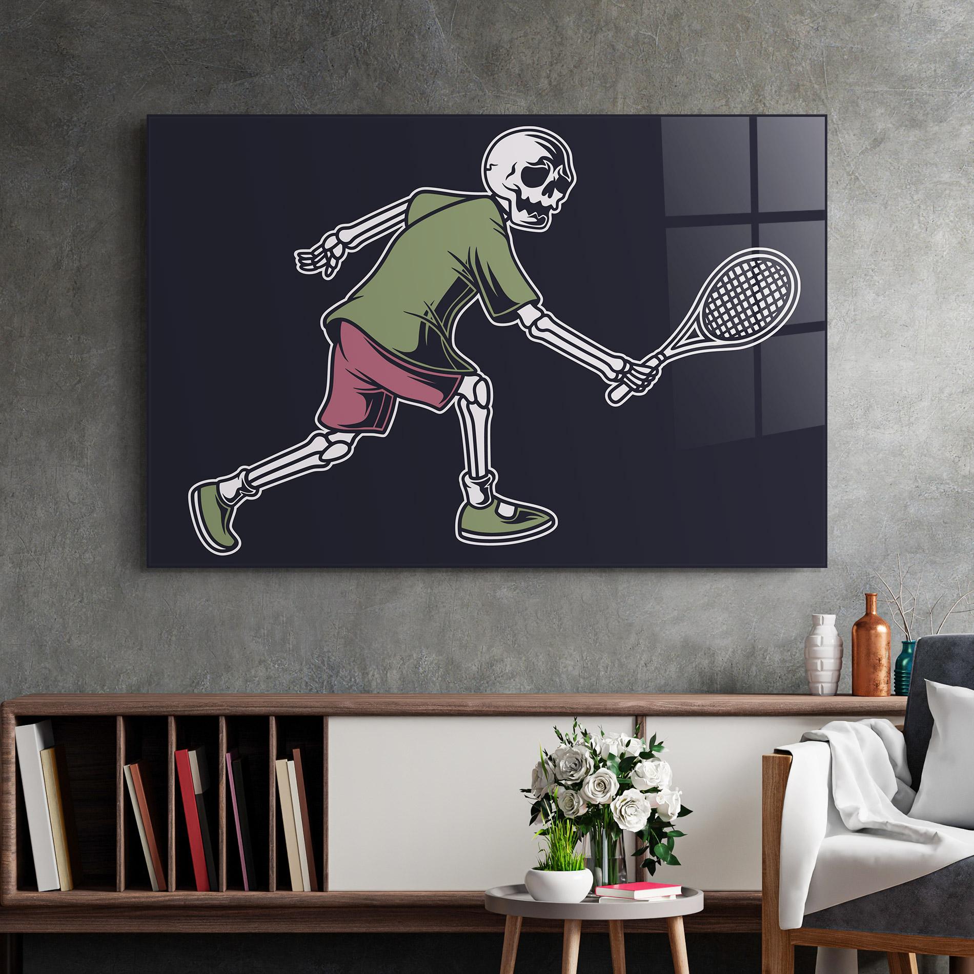 Glasbild Skull Tennis mockup 2