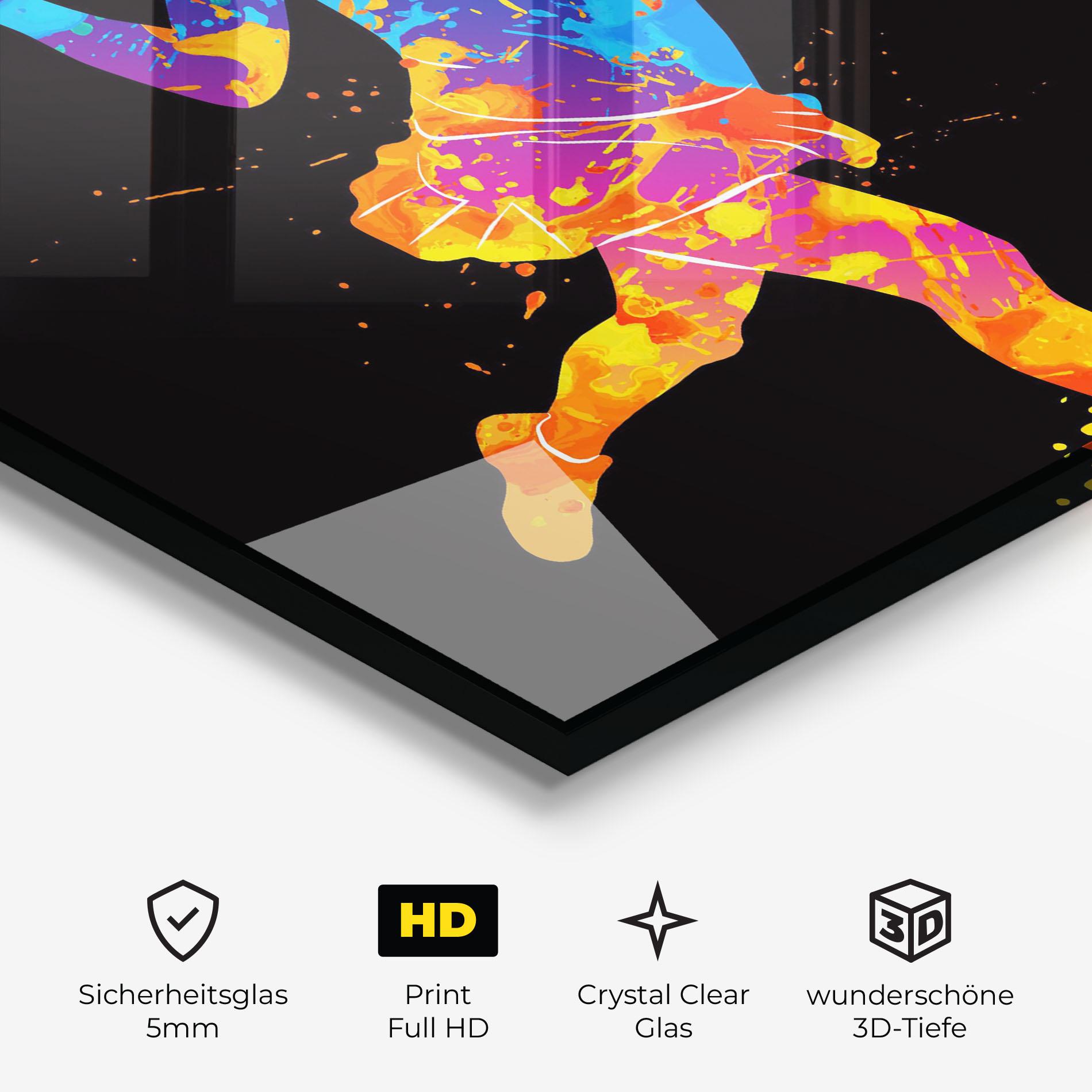 Glasbild Blue Orange Tennis mockup 3