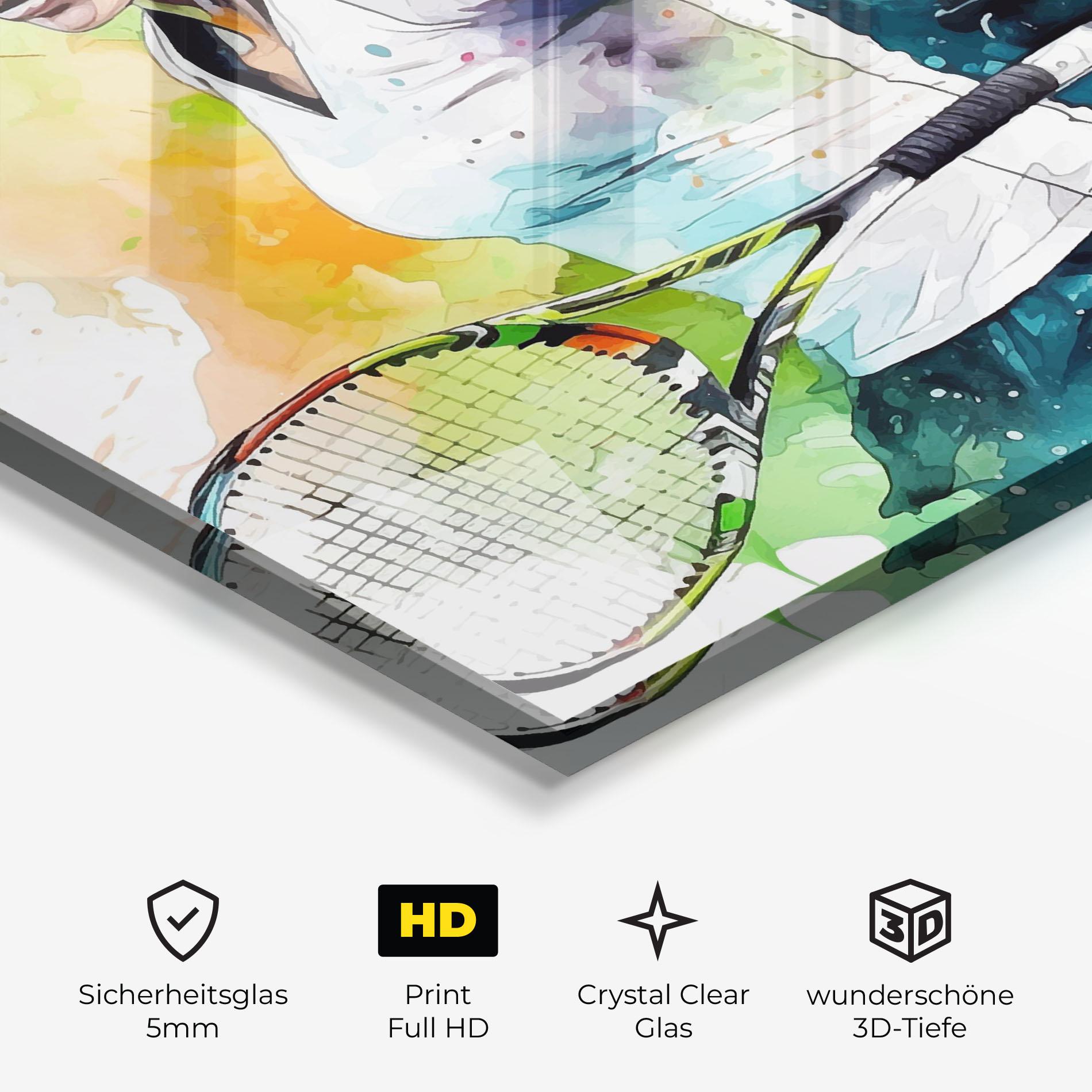 Glasbild Green Blue Tennis mockup 3
