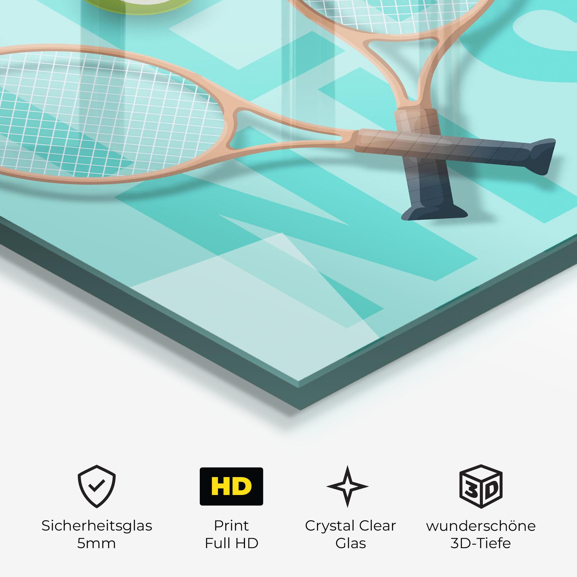 Glasbild Light Blue Tennis mockup 3