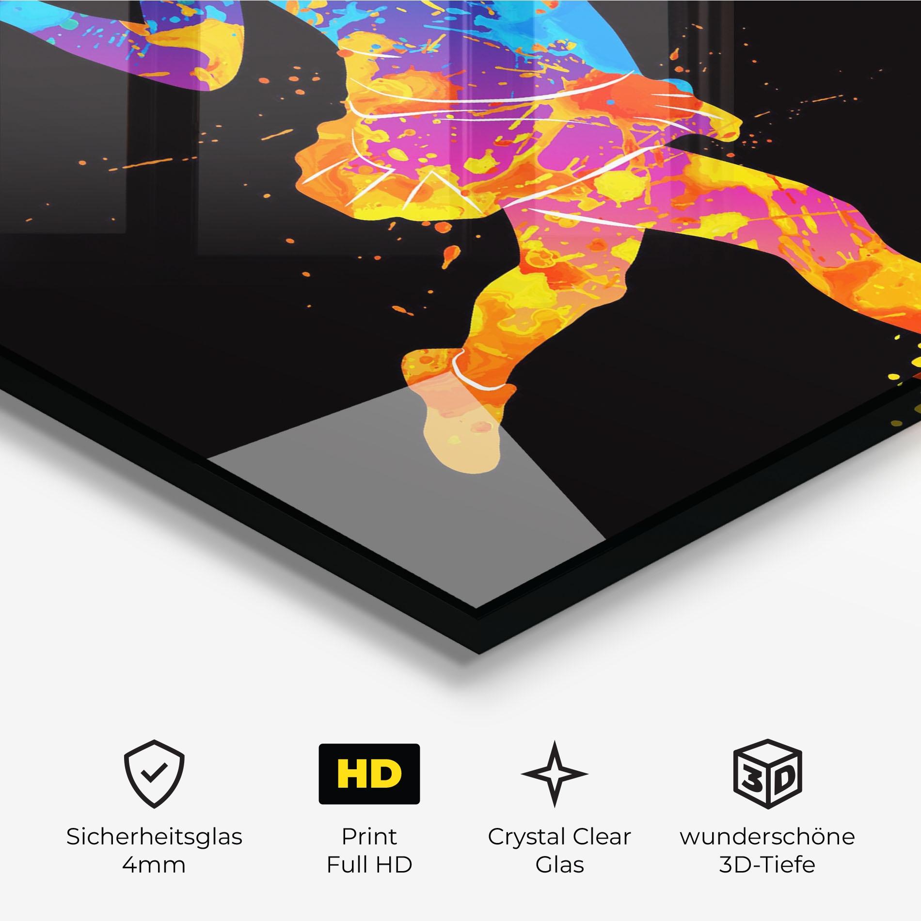 Glasbild Blue Orange Tennis mockup 3